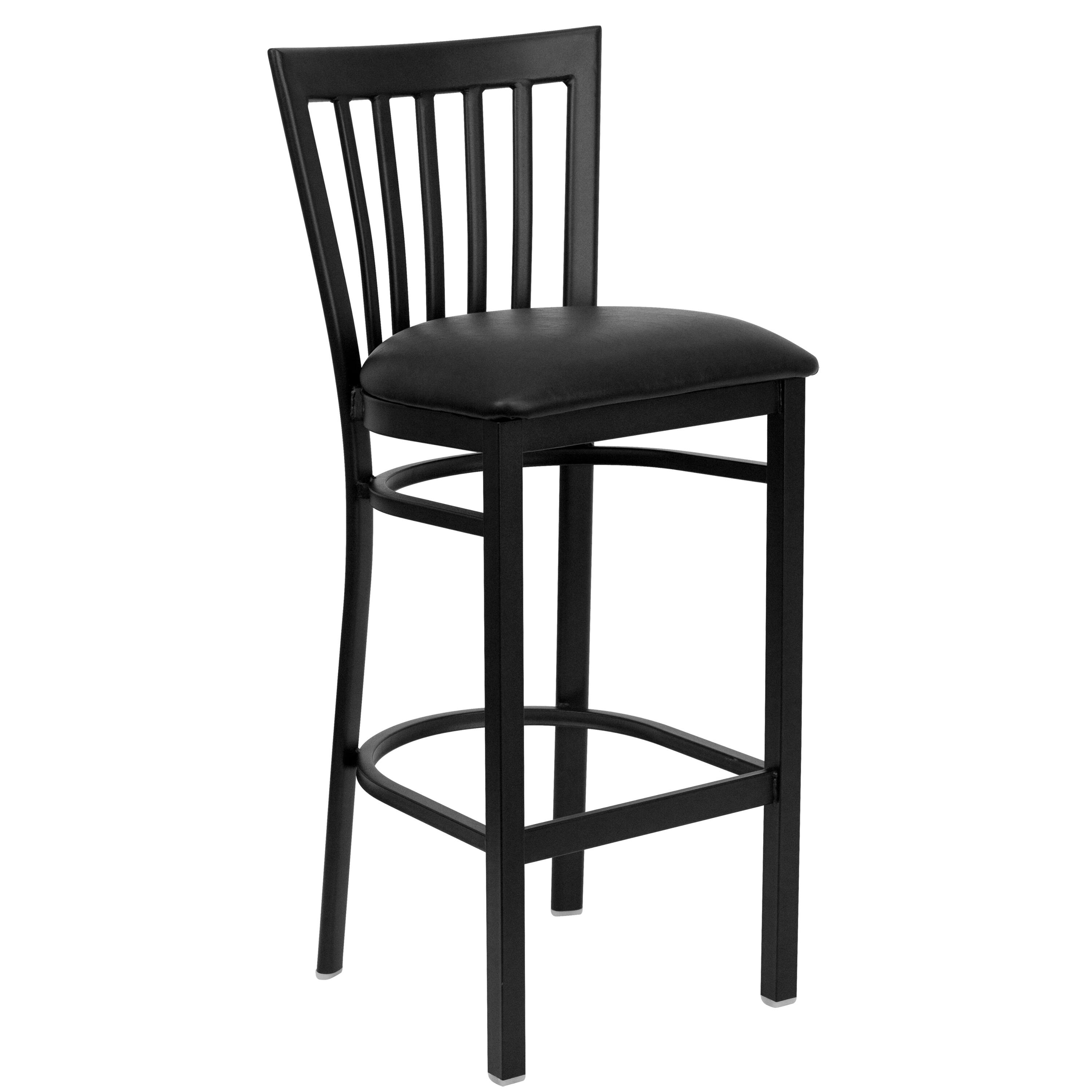 Alt View 7. Emma + Oliver - 2 Pack School House Back Metal Restaurant Barstool - Black Vinyl Seat/Black Metal Frame.