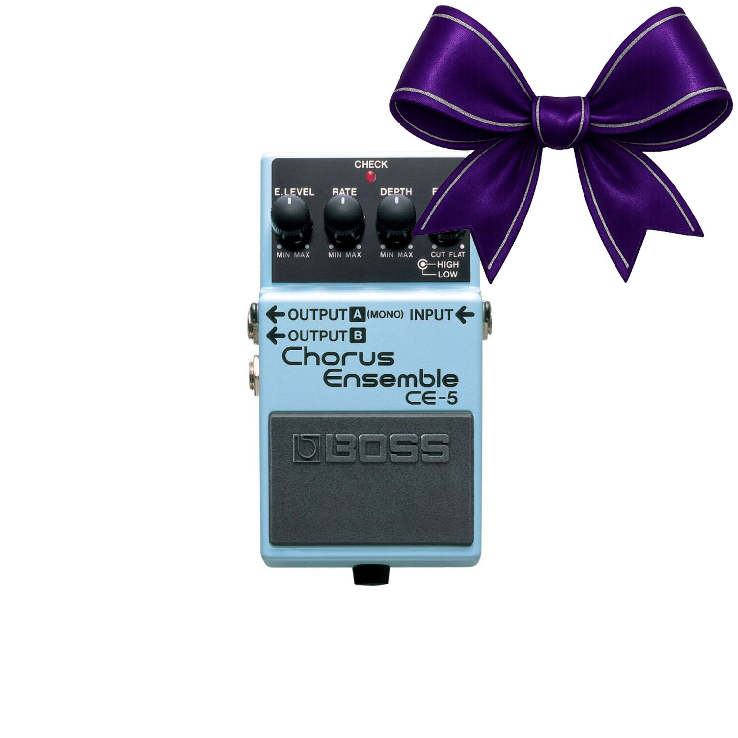 CHECK  
E.LEVEL RATE DEPTH F CUT FLAT HIGH LOW  
MIN MAX MIN MAX MIN MAX  
OUTPUT A (MONO) INPUT  
OUTPUT B  
Chorus Ensemble CE-5  
BOSS