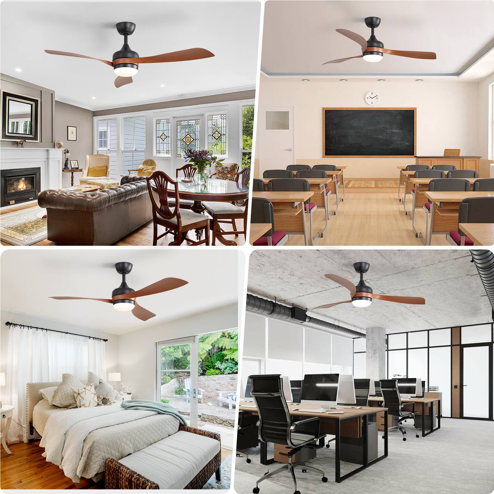 Alt View 6. Sofucor - 52'' Ceiling Fans Light Kit Dimmable LED Quite Reversible DC Modern Indoor Outdoor Ceiling Fan for Farmhouse Bedroom - Brown.