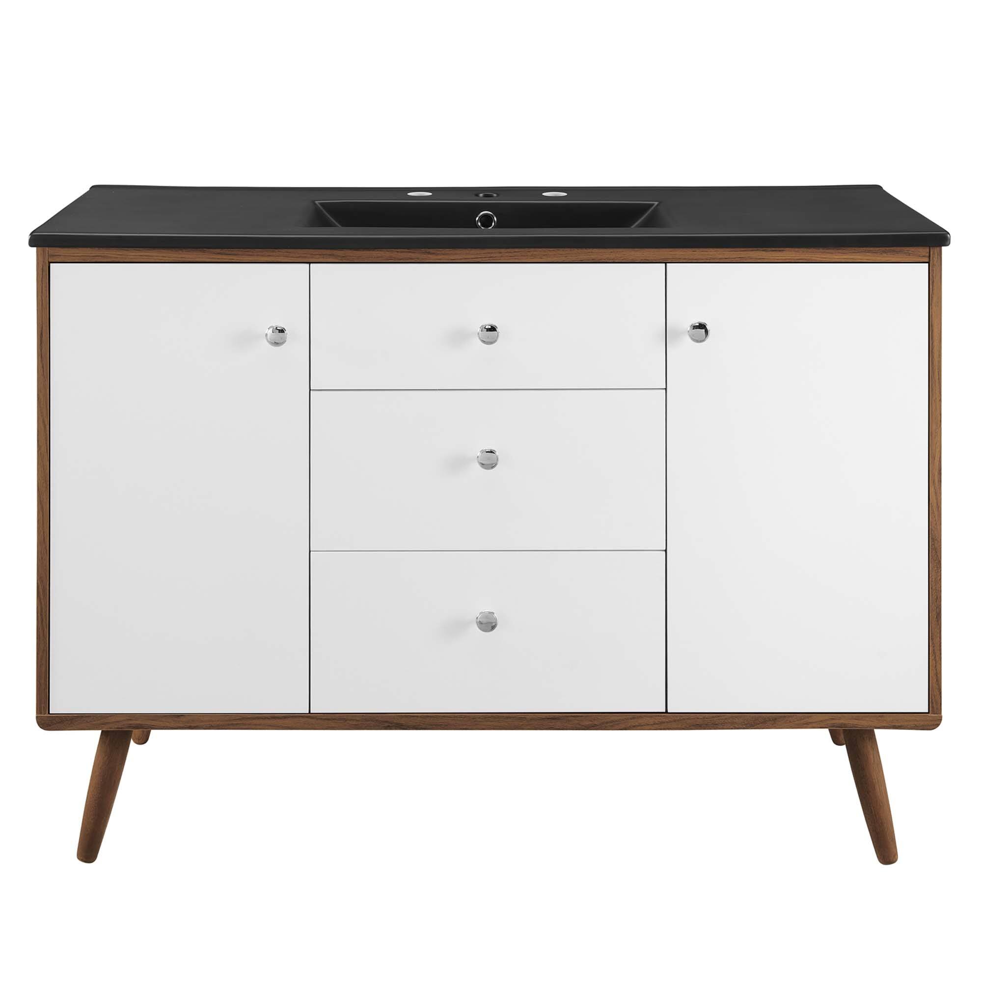 Alt View 2. Modway - Transmit Bathroom Vanity Basin Included - Walnut Black.