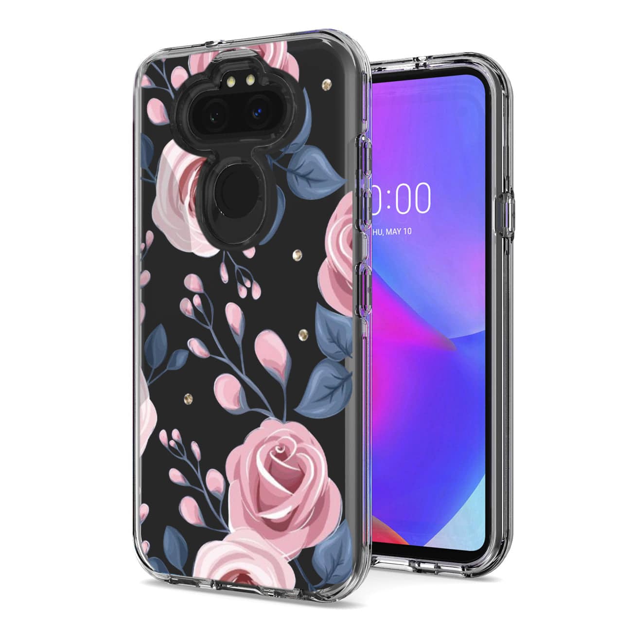 Reiko - Pressed Dried Flower Design Phone Case For Lg Aristo 5/K31/K30 2020/Aristo 5 Plus In - Rose Gold