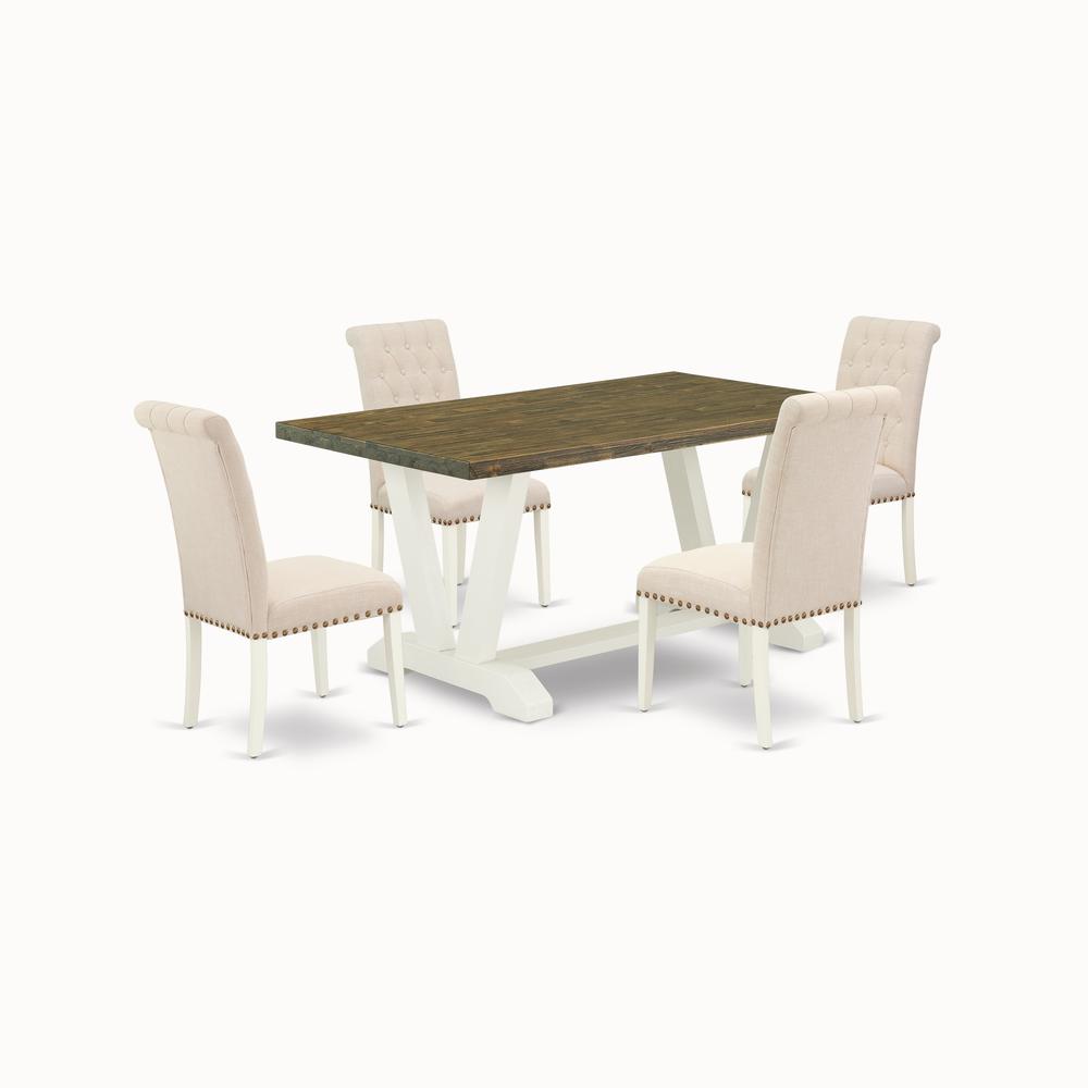 Angle. East West Furniture - East West Furniture V076BR202-5 5-Piece Stylish Dinette Set an Excellent Distressed Jacobean Kitchen Table Top and 4 - Multi-Color.