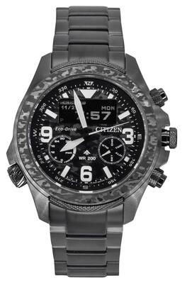 Citizen - Promaster Land 35th Anniversary Chronograph World Time Eco-Drive JV1008-63E Mens Watch Analog Digital Dial 200M - Black