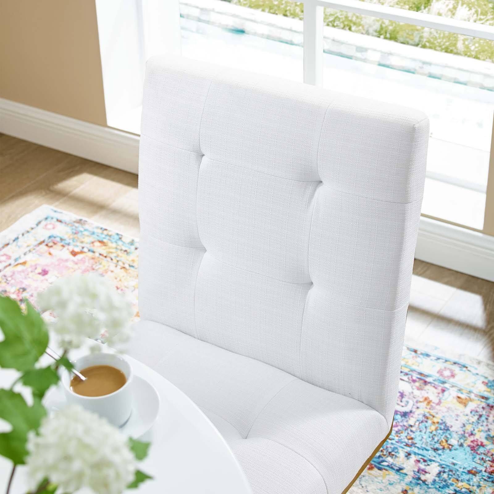Left. Modway - Privy Gold Stainless Steel Upholstered Fabric Dining Accent Chair by Modway - Gold White.