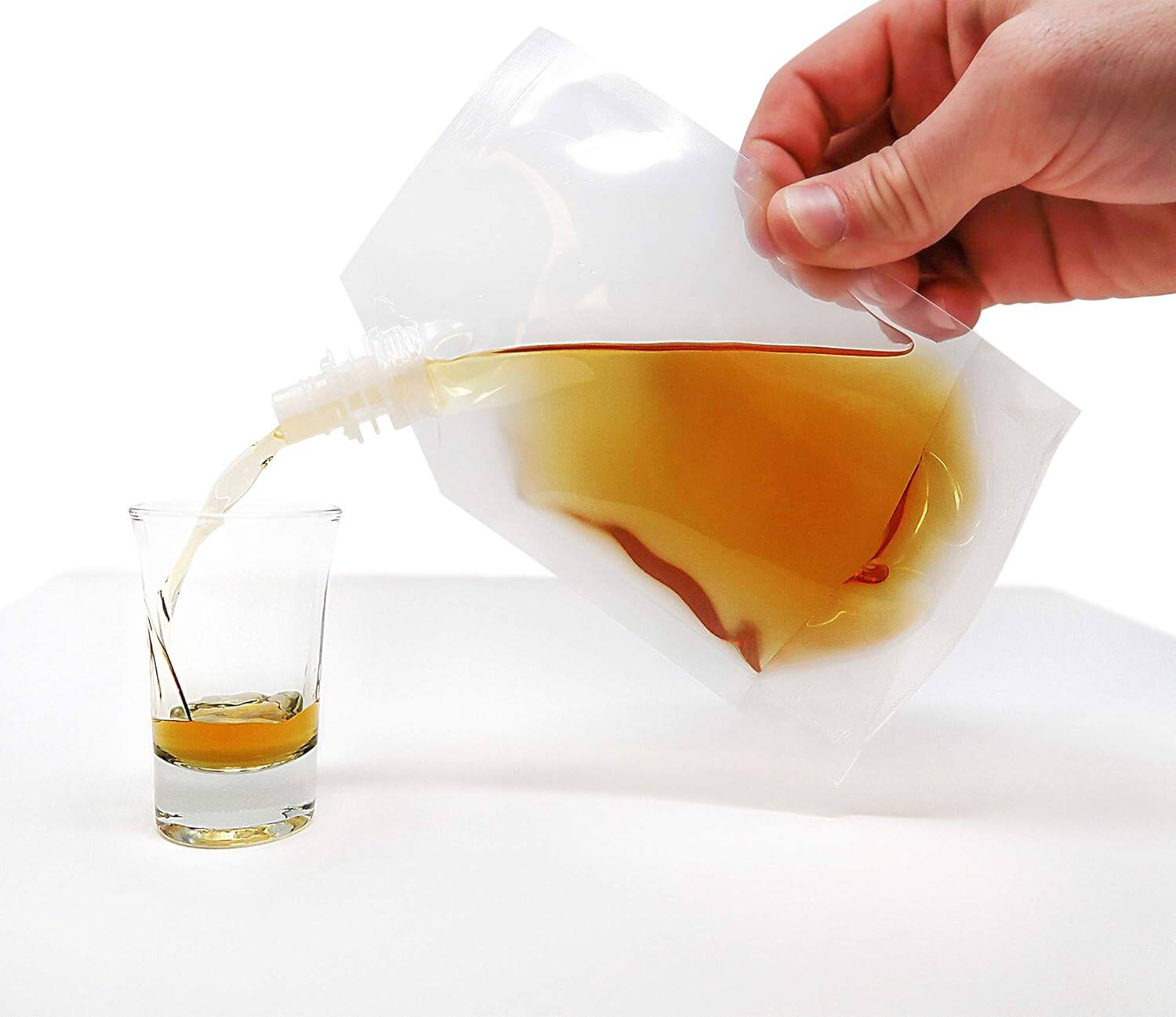 Angle. Zulay Kitchen - Zulay Kitchen Premium Plastic Flasks - Drink Pouches For Festivals - Easy to Use Plastic Flask - Hidden Flask - Flask.