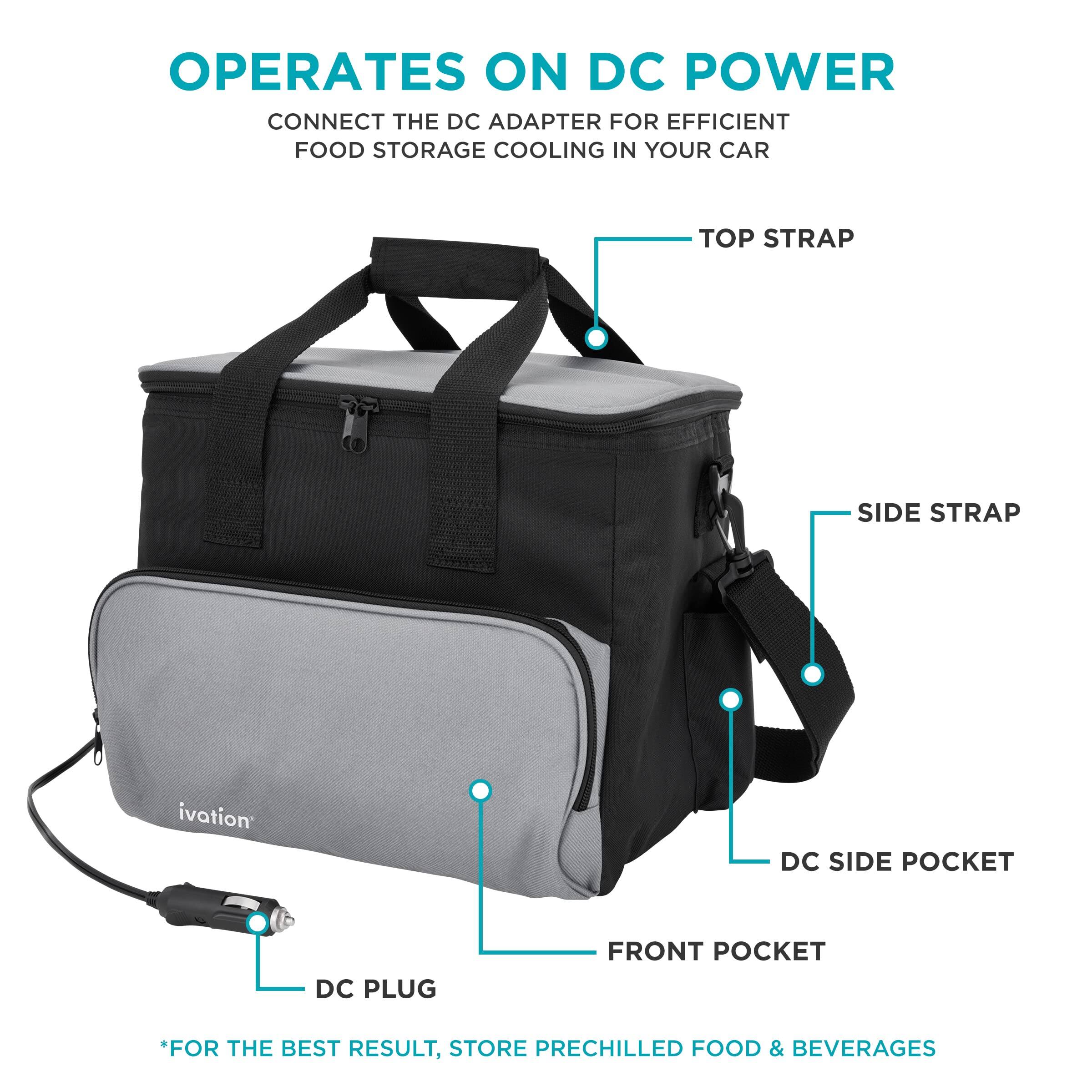OPERATES ON DC POWER
CONNECT THE DC ADAPTER FOR EFFICIENT FOOD STORAGE COOLING IN YOUR CAR
TOP STRAP
SIDE STRAP
DC SIDE POCKET
DC PLUG
FRONT POCKET
*FOR THE BEST RESULT, STORE PRECHILLED FOOD & BEVERAGES
