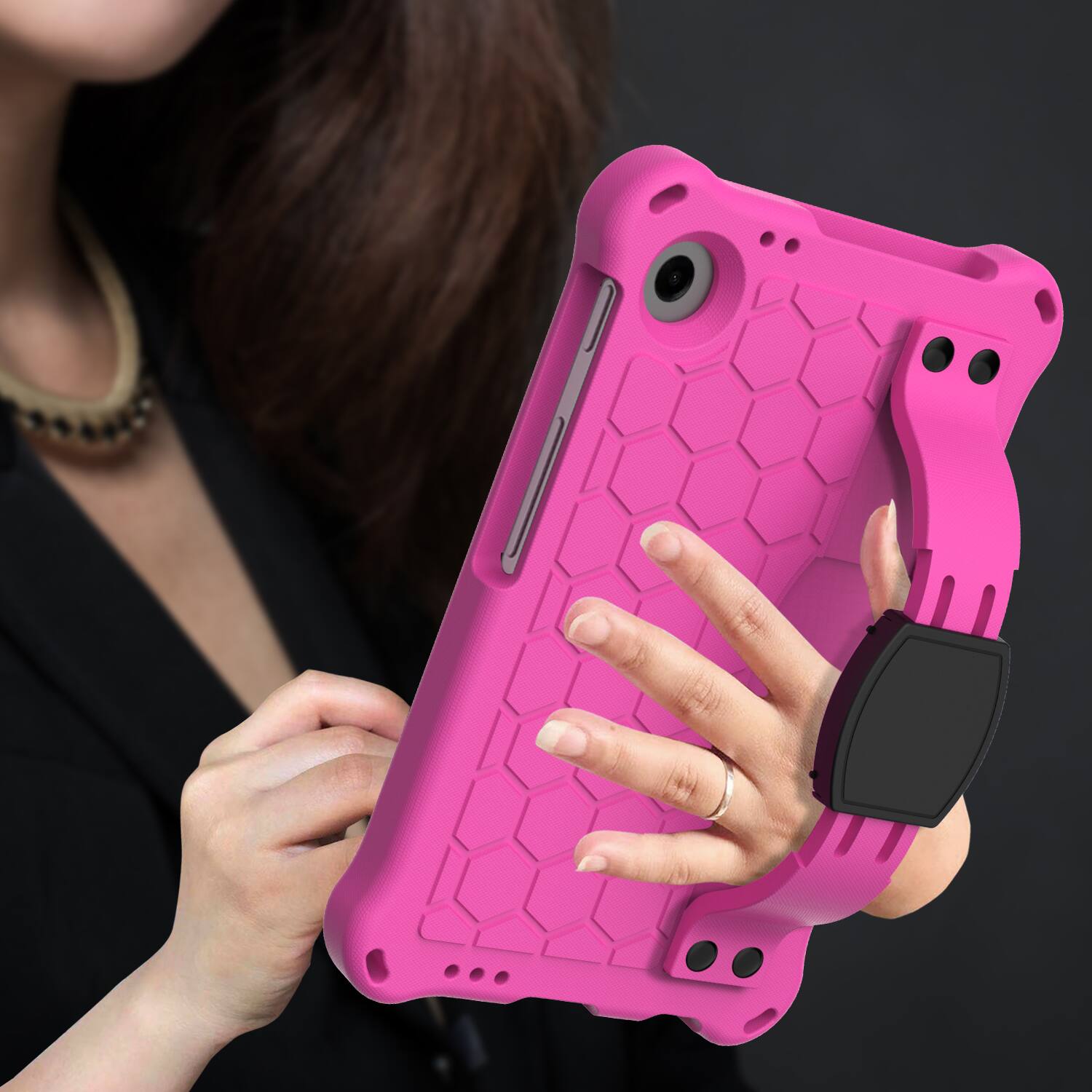 Alt View 1. UUCOVER - Shockproof Case for Samsung Galaxy Tab A11 8.7-inch 2025 (SM-X130/X133/X135) EVA+TPU Stand Cover with Shoulder Strap - Rose.