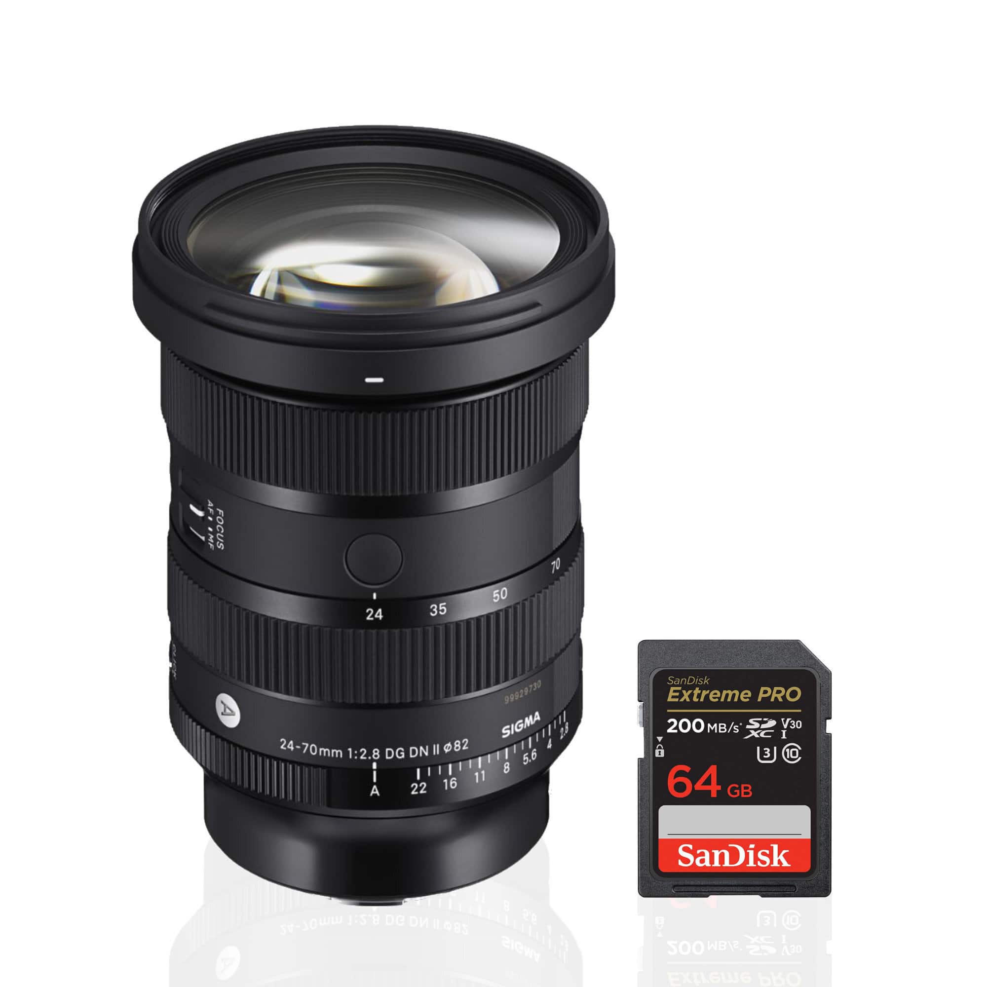 Sigma 24 70MM F2.8 DG DN II ART Lens, Sony E Mount + SanDisk