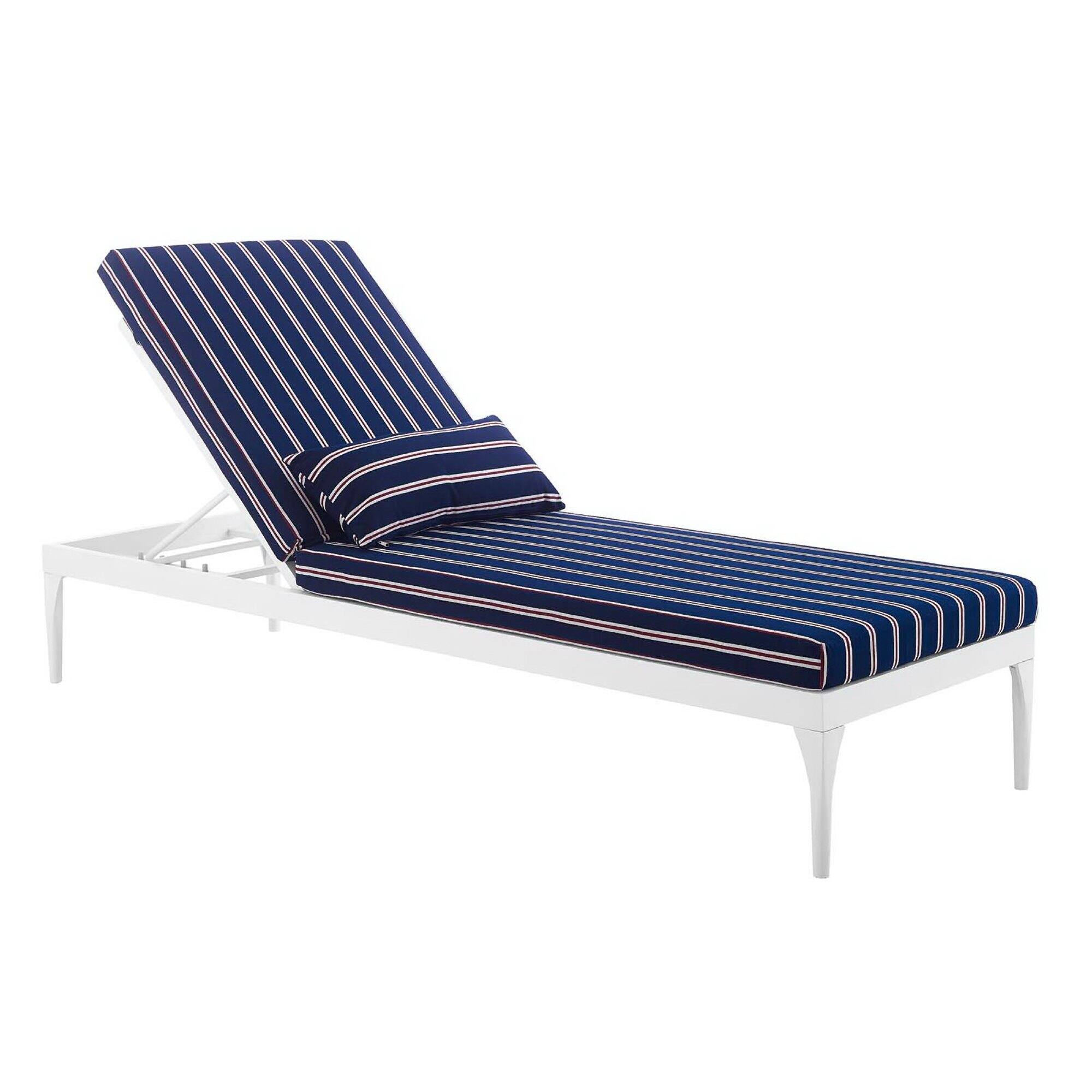 Left. Modway - Perspective Cushion Outdoor Patio Chaise Lounge Chair by Modway - White Striped Navy.