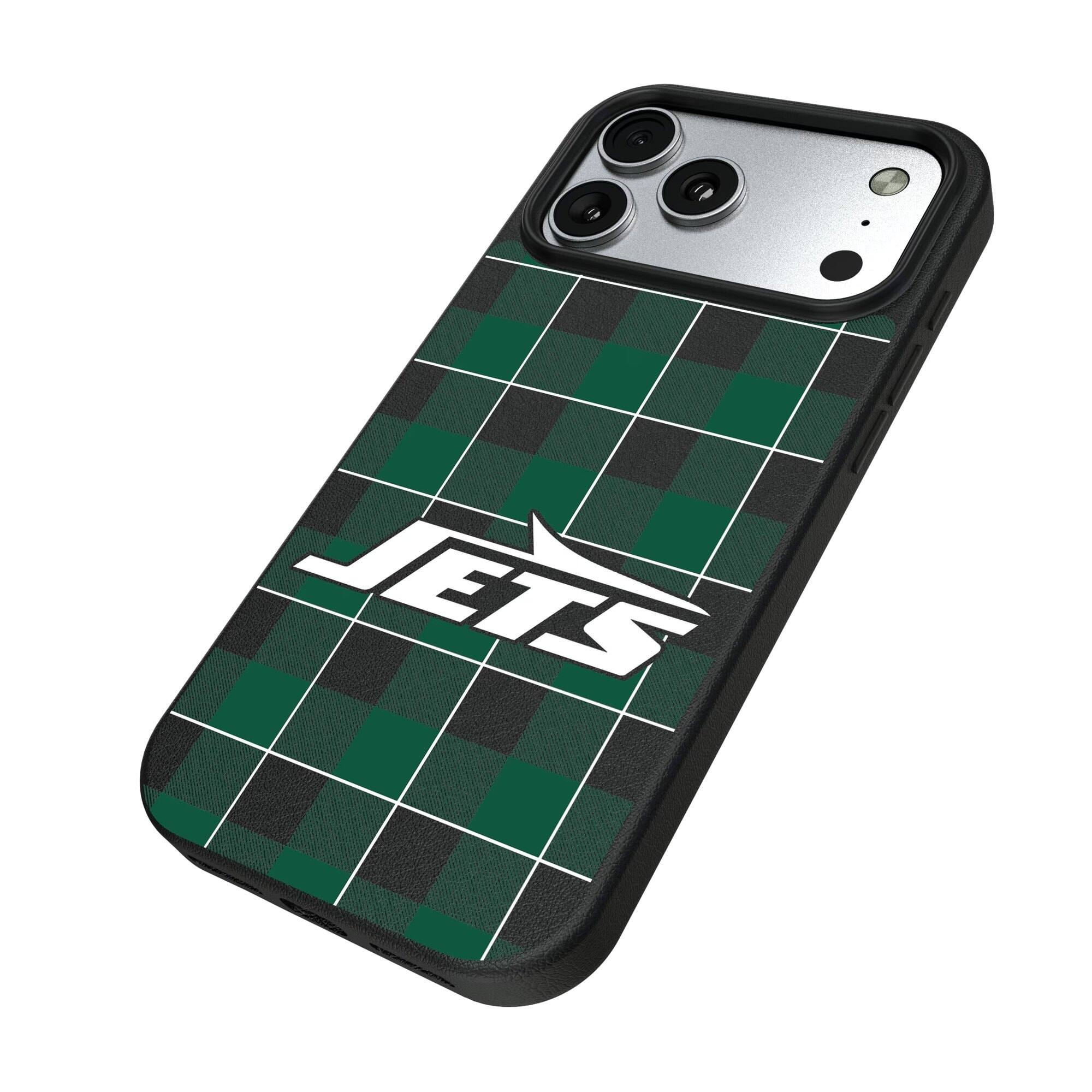 Alt View 1. Keyscaper - Plaid Magnetic Bump iPhone Case - 15 Pro Max - Black.
