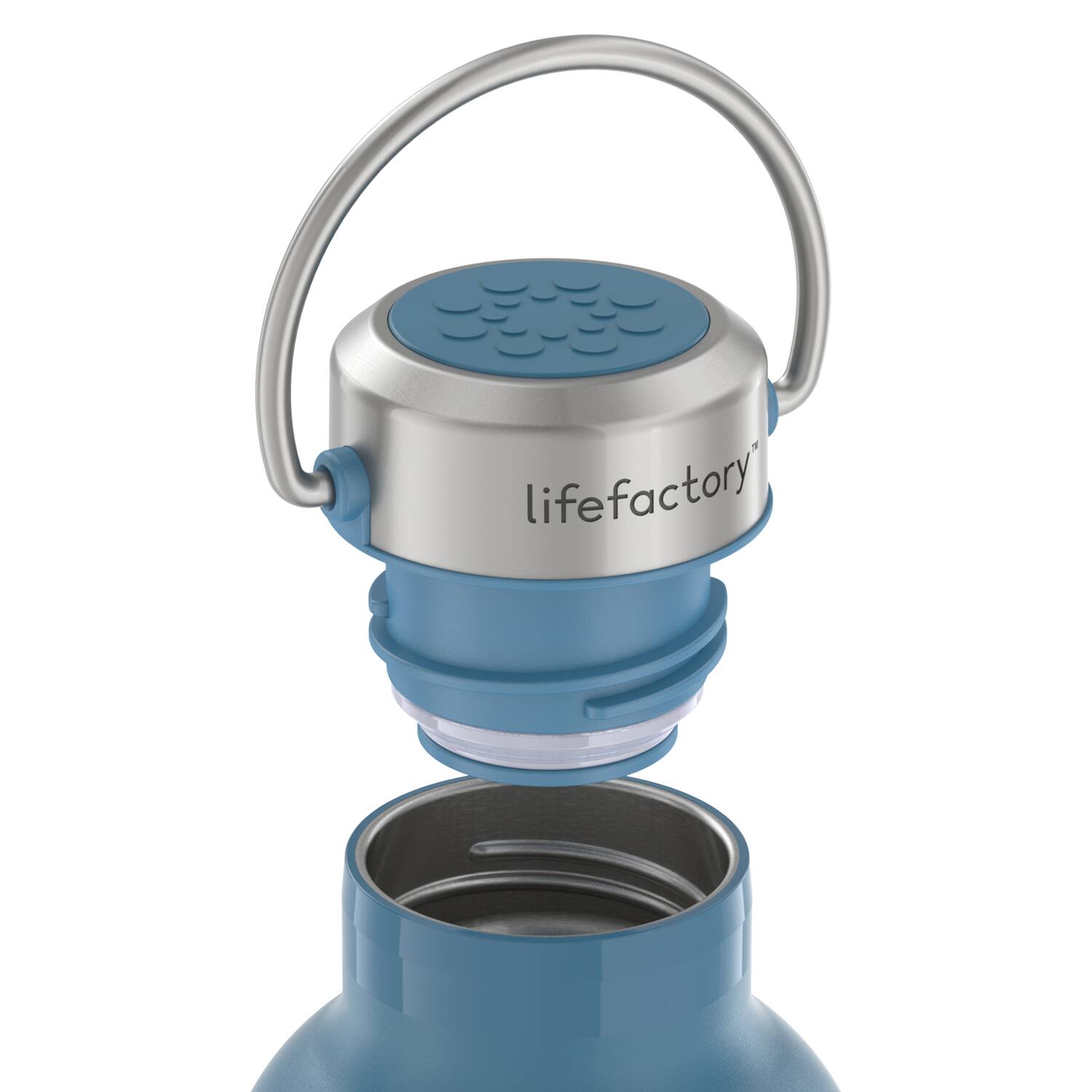 Alt View 4. Lifefactory - 32-Oz Stainless Steel Vacuum-Insulated Sport Bottle - Dark Denim.