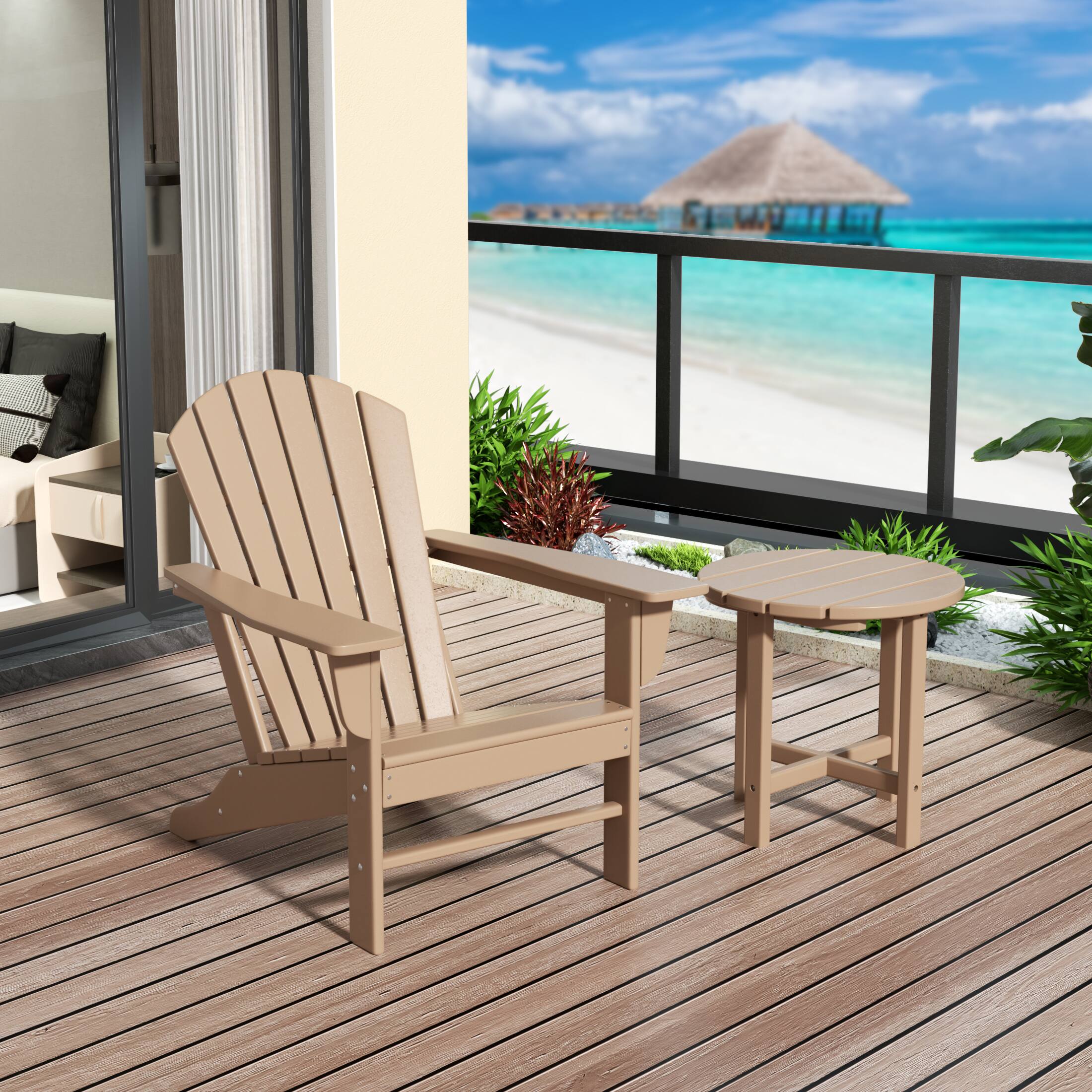 Angle. WestinTrends - WestinTrends Dylan Outdoor Adirondack Chair with Side Table Set - Weathered Wood.