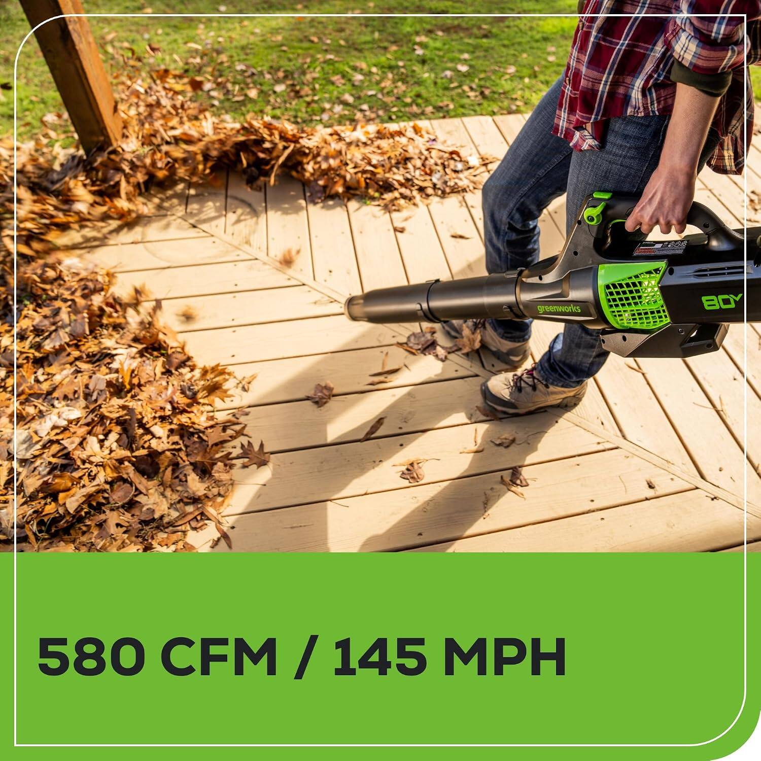 greenworks  
BOY  
580 CFM / 145 MPH