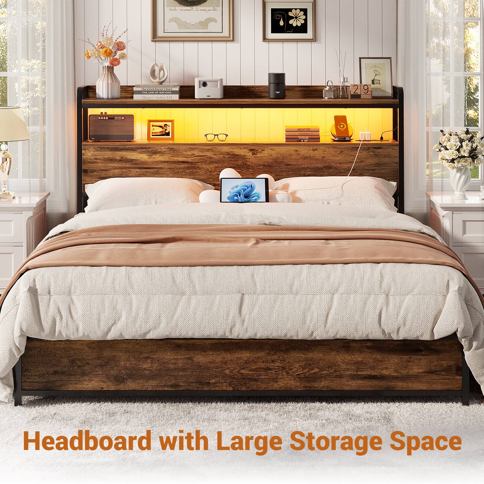 Headboard with Large Storage Space