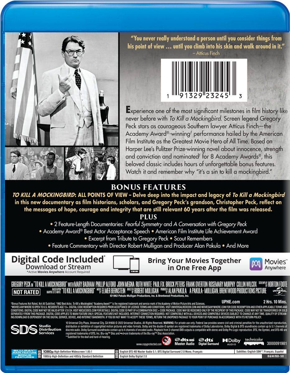 Back. To Kill a Mockingbird (60th Anniversary Edition) [Blu-ray].