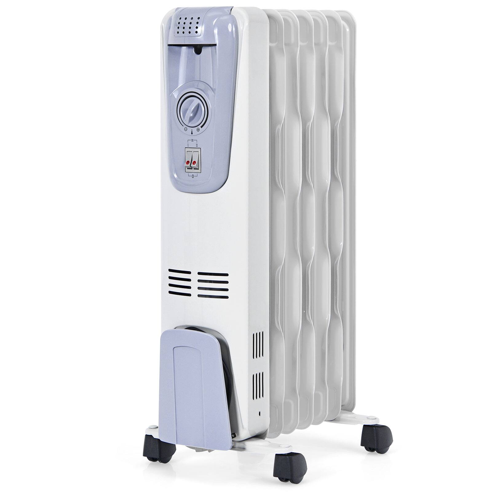 Alt View 8. Gymax - Gymax 1500W Oil Filled Space Heater Radiator w/ Adjustable Thermostat Home Office - Gray.