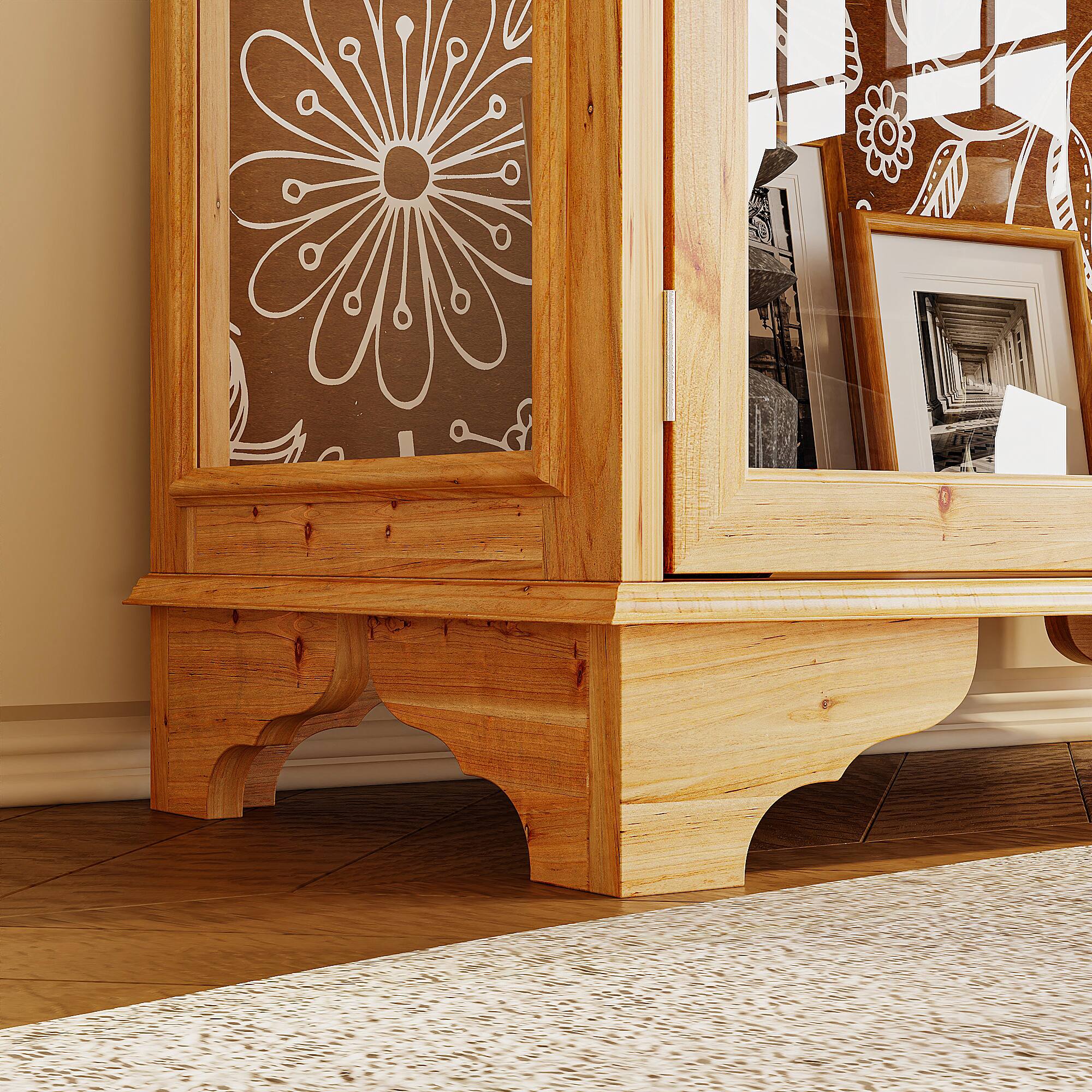 Alt View 8. Famapy - Famapy Christmas - Style Glass Door Cabinet with Push - to - Open Feature - Decorative Display & Storage - Wooden.