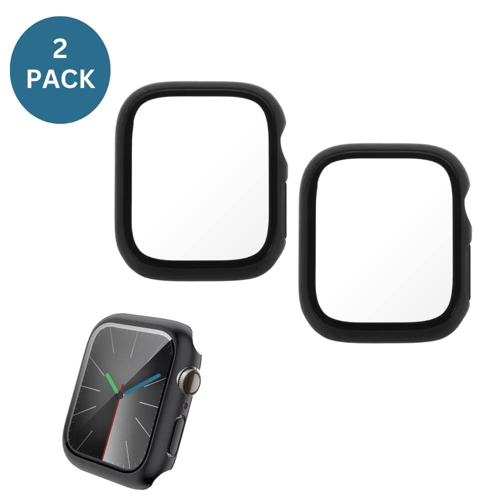 Alt View 1. Qixxronics - 2PCS Case Full Cover for Apple Watch Series 1 2 3 Case [42mm] with Built-in Tempered Glass Screen Protector - Black.
