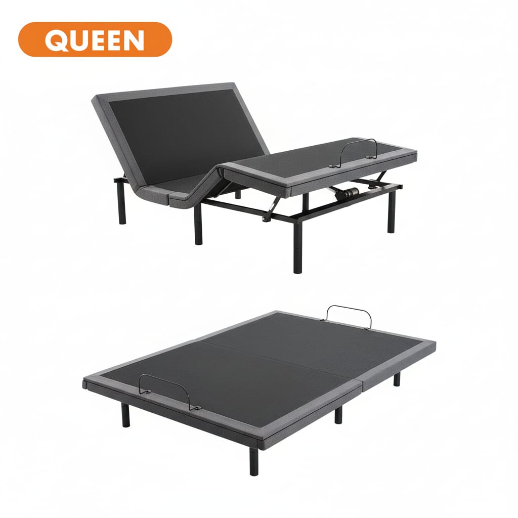 AOITUN - Queen adjustable bed frame with massage and wireless remote for daily comfort - Black