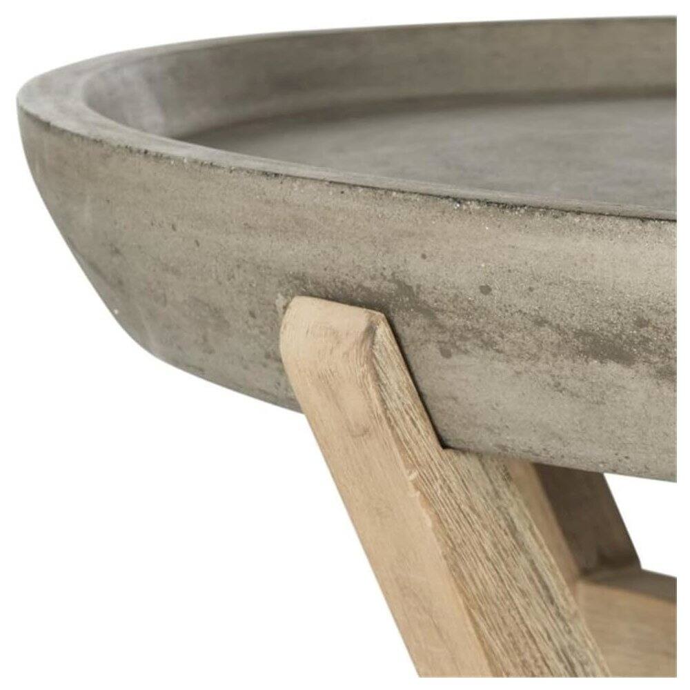 Angle. Safavieh - Outdoor Collection Wynn Modern Concrete Round 18.1-inch Coffee Table - Gray.