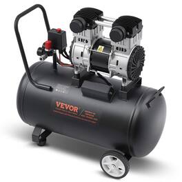 VEVOR - Air Compressor, 15 Gallon Steel Tank, 2HP 5.3 CFM@90 PSI Oil Free Air Compressor & Max. 125PSI Pressure,78dB Ultra Quiet - Black