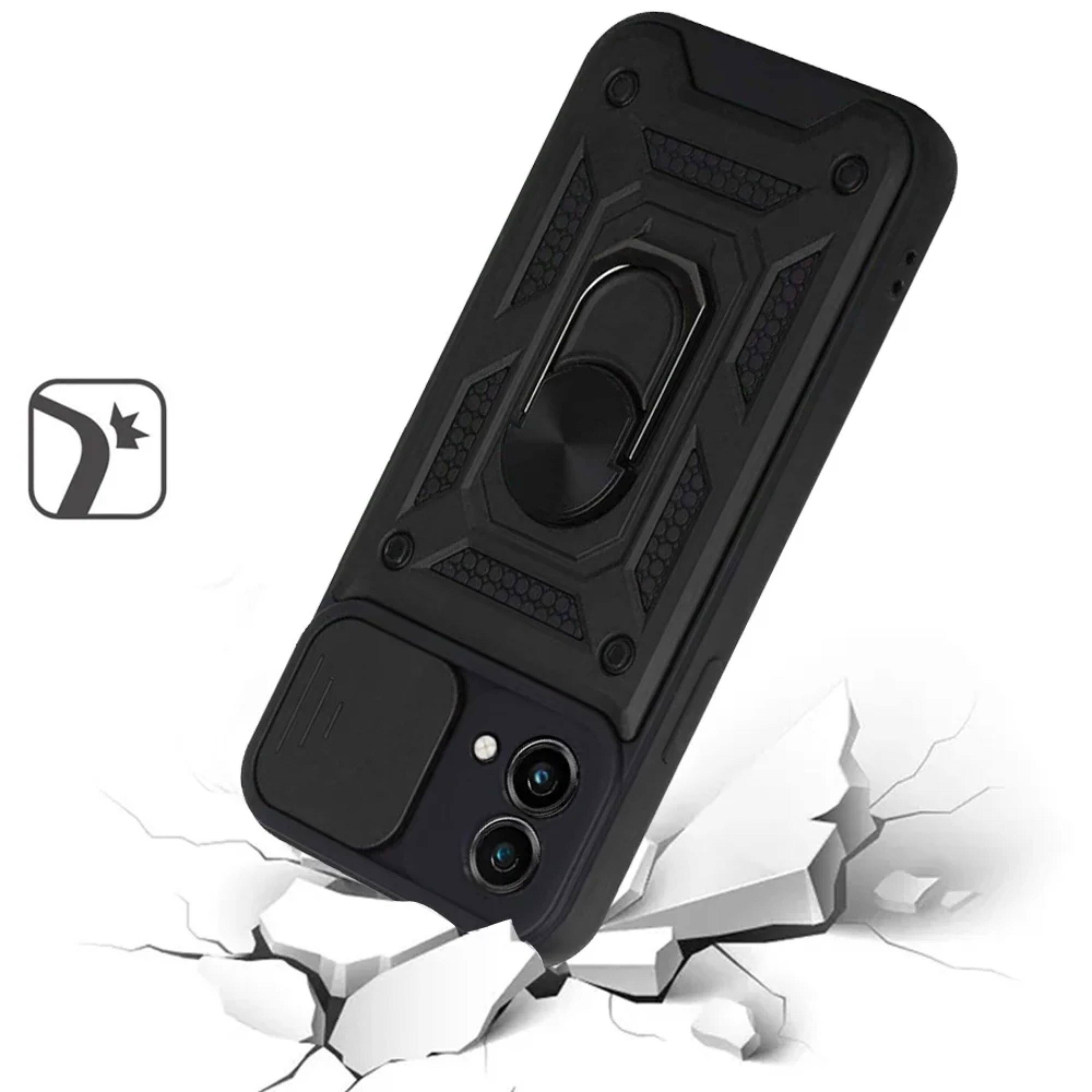 Left. Kitcheniva - Durable Magnetic Ring Stand Camera Lens Protective Case For Motorola G Stylus 2023 Black - Black.