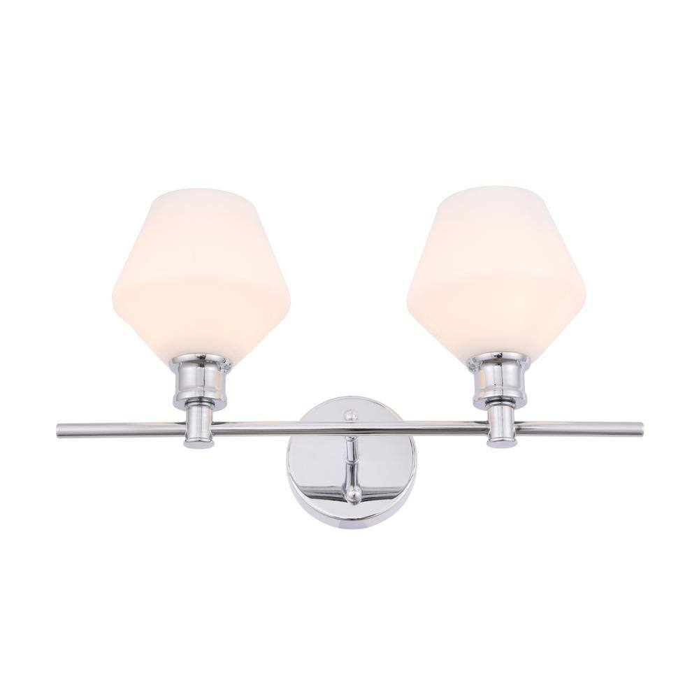 Alt View 8. Living District - Gene 2 light Chrome and Frosted white glass Wall sconce - Chrome And Frosted White Glass.