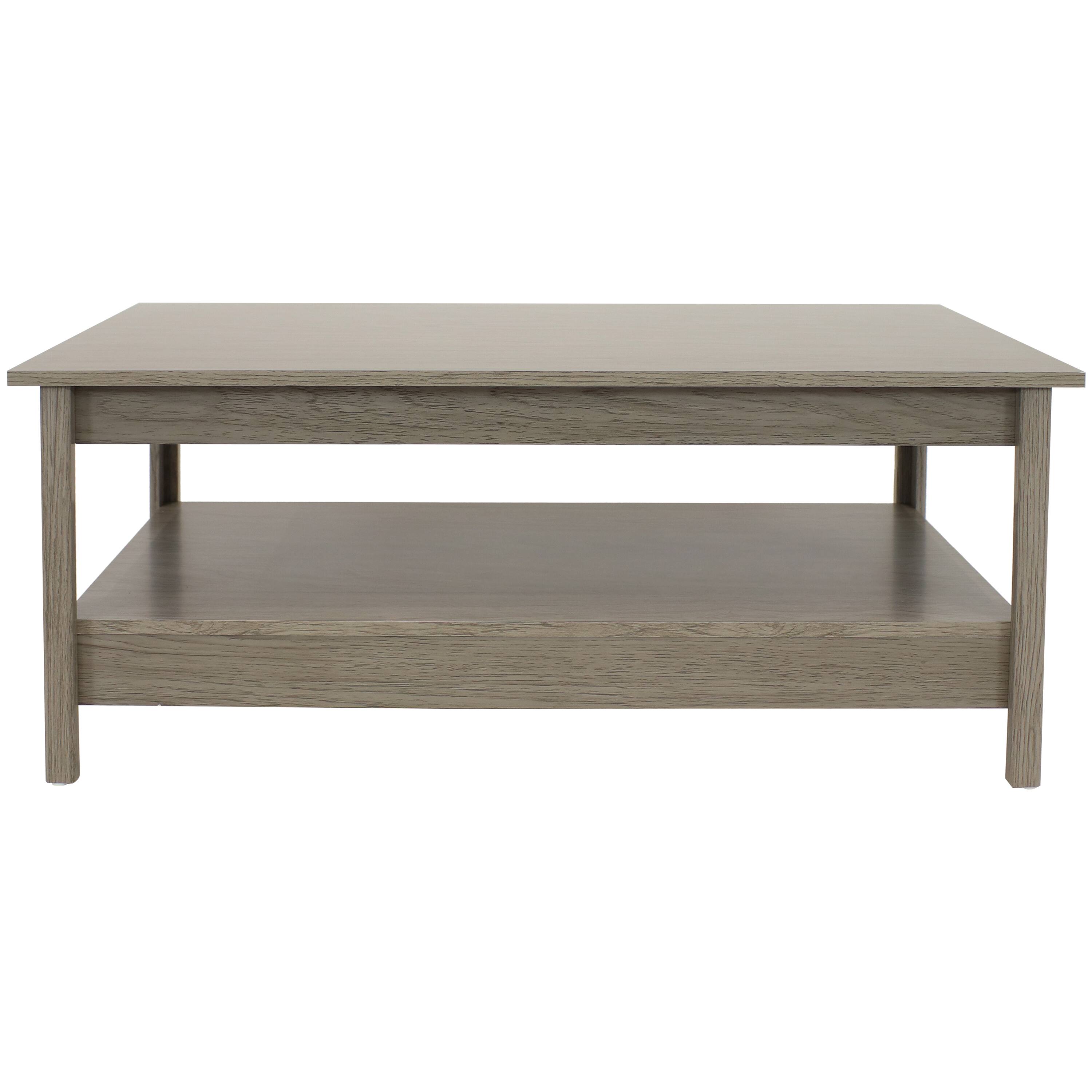 Alt View 7. Sunnydaze - Classic MDF Coffee Table with Lower Shelf - 16 in - Thunder Gray.