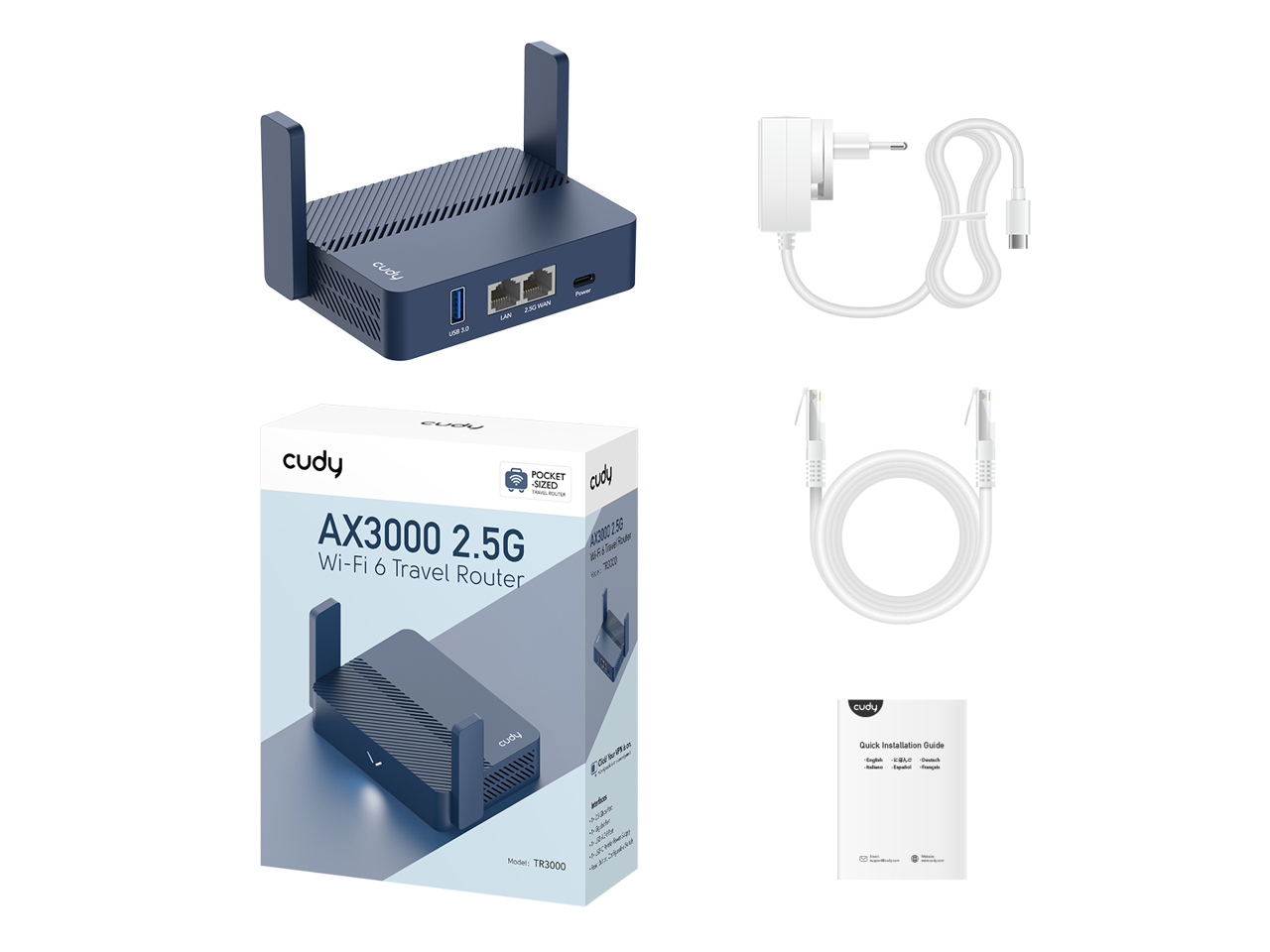 cudy JX2WAN LAN UE L n cudy POCKET SIZED TRAVEL AX3000 2.5G A3002156 Toe 165 Wi-Fi 6 Travel TS7 Router cudy da L8 b cudu Quick Installation Guide and Model TR3000