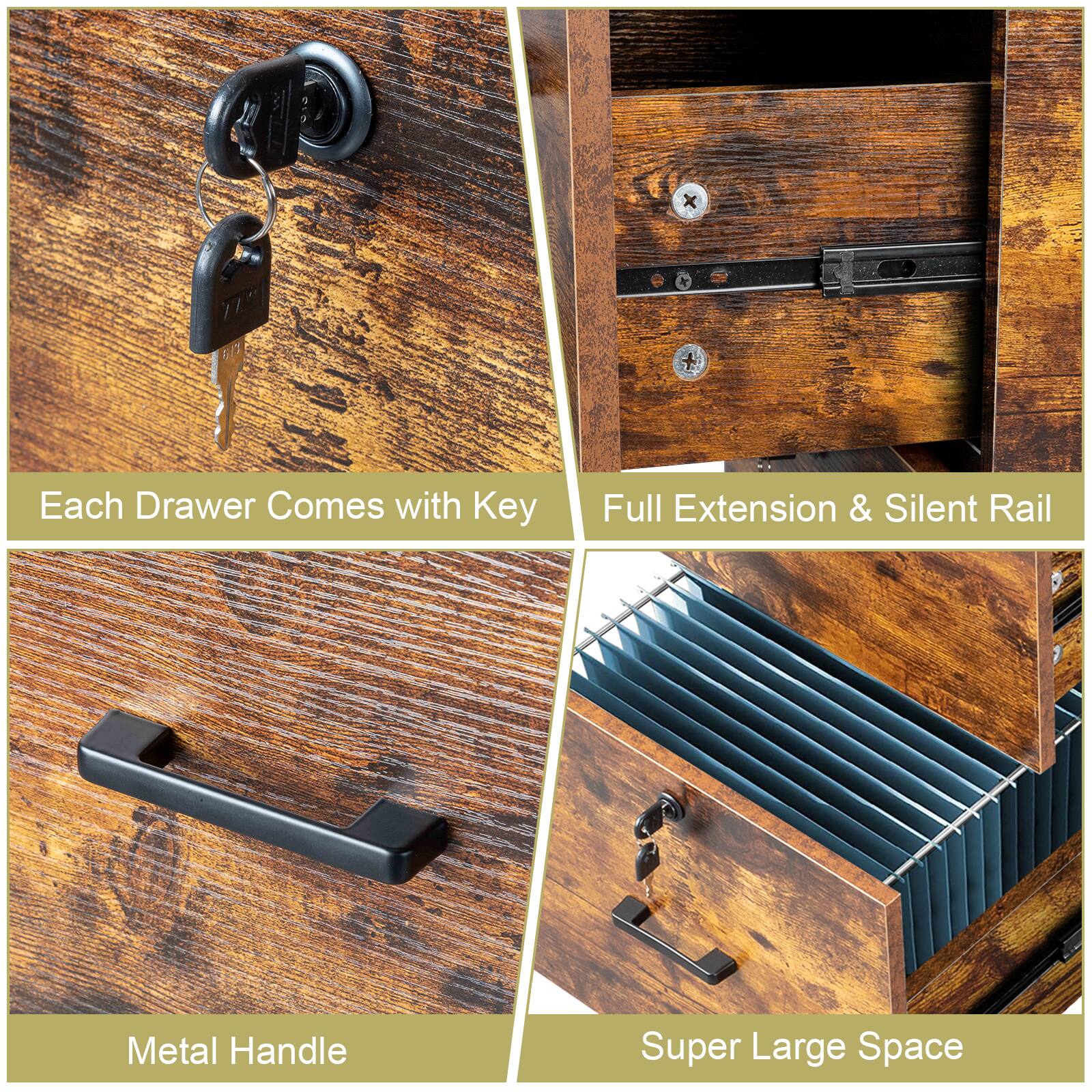 Tim 613

Each Drawer Comes with Key

Full Extension & Silent Rail

Metal Handle

Super Large Space