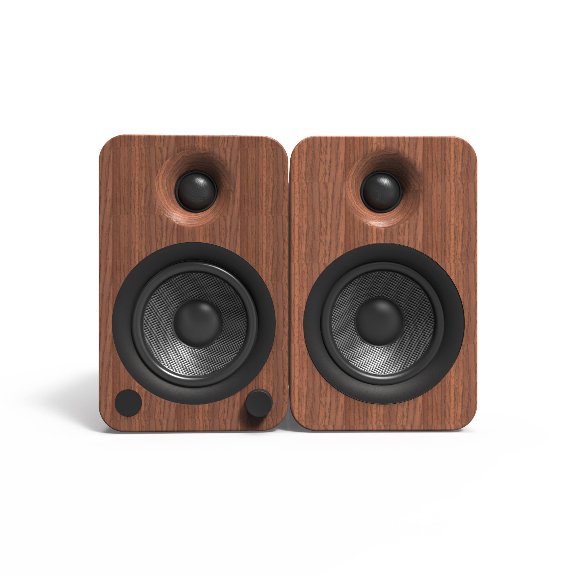 Left. Kanto - 4" Wireless 2-Way Bookshelf Speakers (Pair) - Walnut.