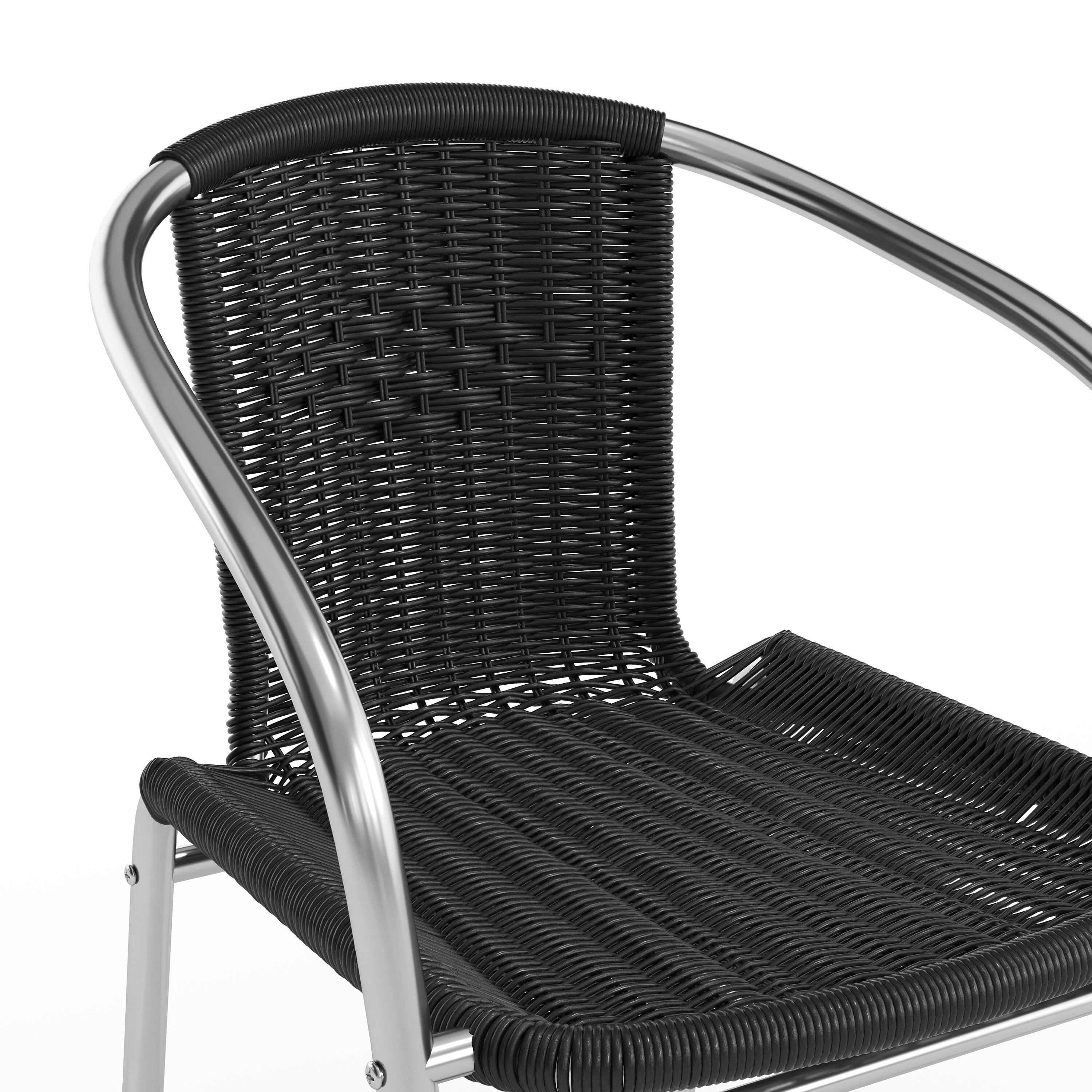 Alt View 10. Emma + Oliver - Commercial Aluminum/Rattan Restaurant Dining Stack Chair - Aluminum and Black.