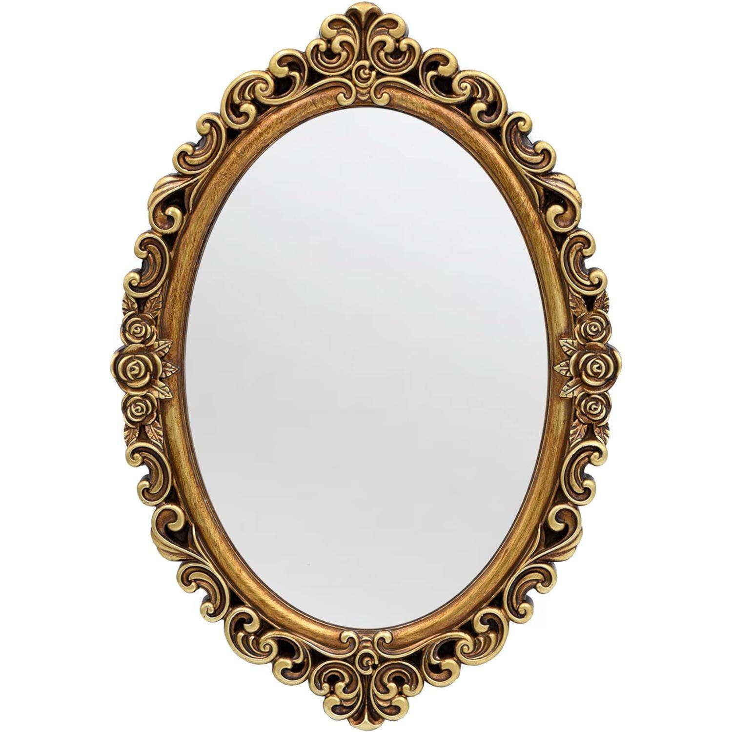 Front. Live At Space - Oval Wall Mirror Vintage Hanging Mirrors for Bedroom Living-Room Dresser Decor (Gold;Frame Size:15.7 x 11.2 inch) - Gold-15.7"L x 11.2"W.