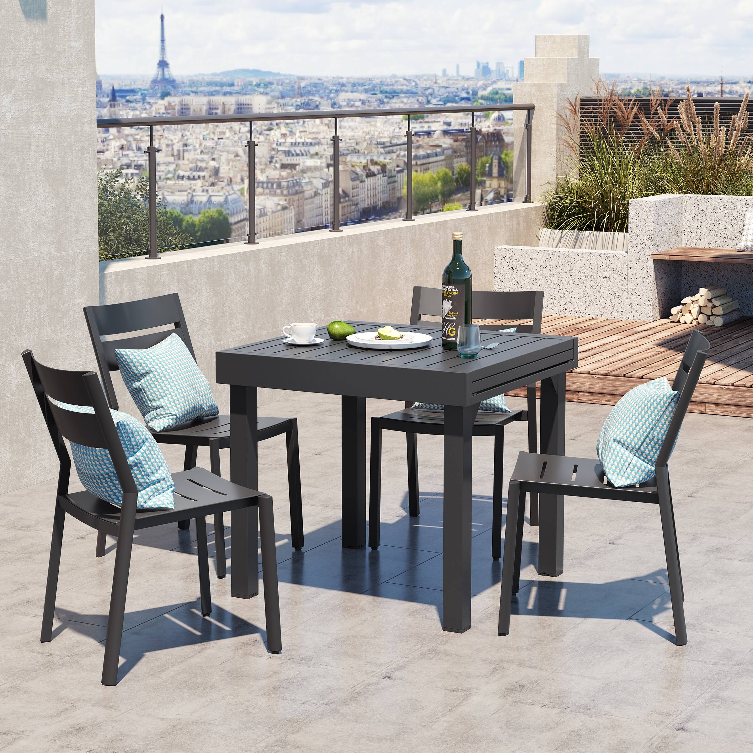 Alt View 9. Crestlive Products - Crestlive Products Outdoor Dining Table Aluminum Extendable Table - Black.