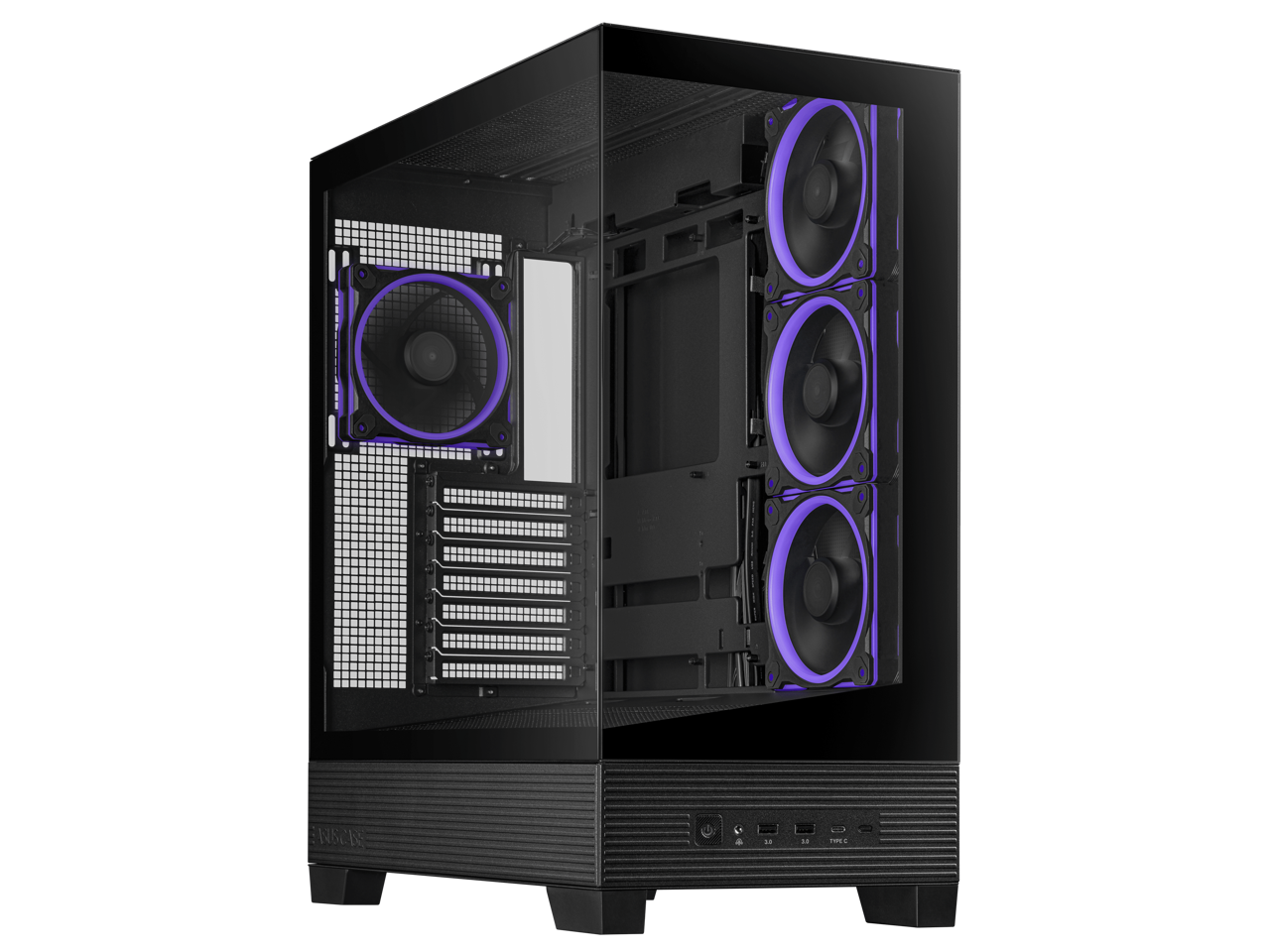 ASUS - A31 PLUS ATX Case with panoramic glass, 360mm radiators, 380mm GPU, 4 ARGB fans, hidden BTF connectors - Black