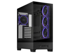Front. ASUS - ASUS A31 PLUS ATX Case with panoramic glass, 360mm radiators, 380mm GPU, 4 ARGB fans, hidden BTF connectors - Black.