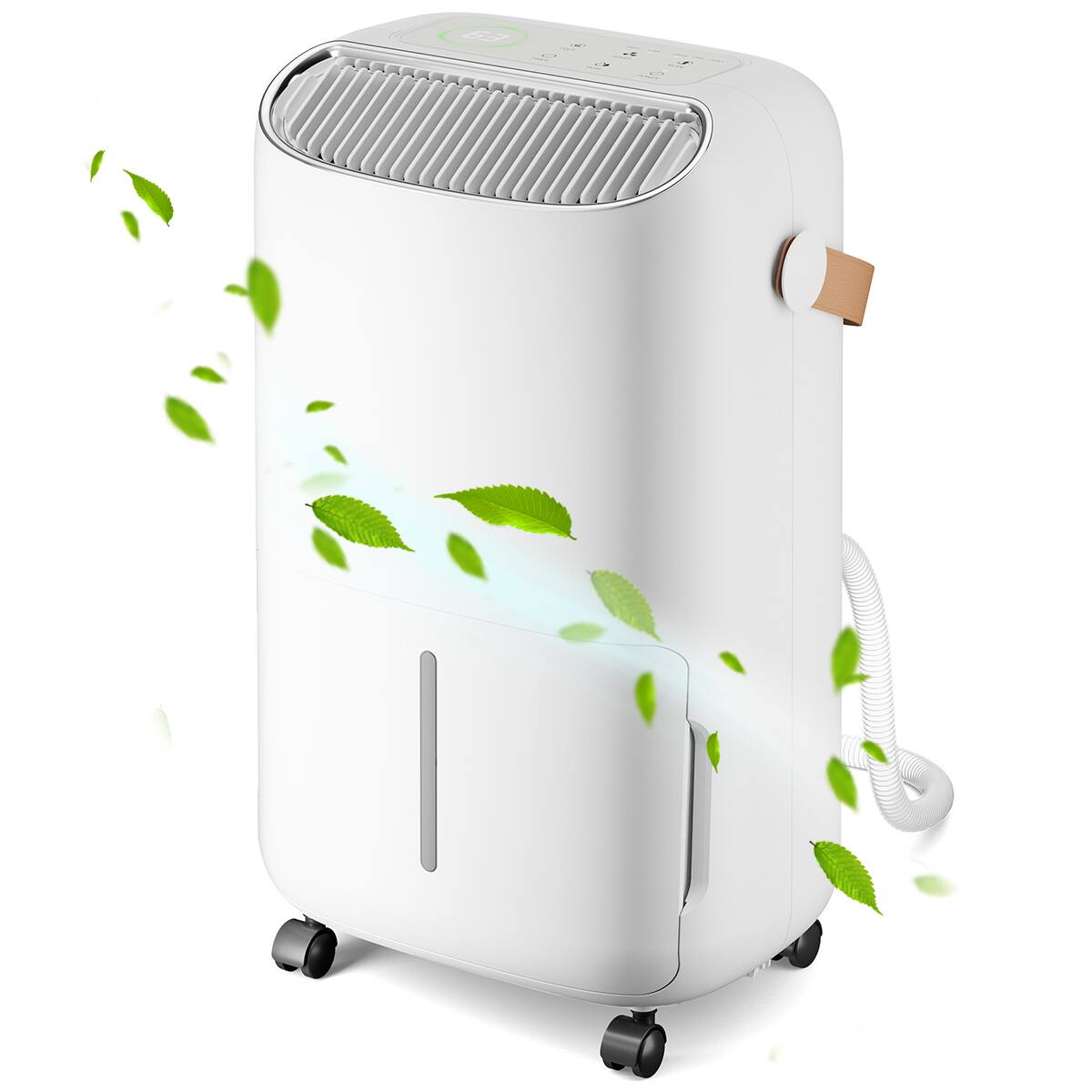 Angle. BEARSOLIM - Dehumidifier for Basement,Home,Bathroom,Bedroom 45 pint/Day 4500 Sq ft Dehumidifiers with Drain Hose - White.