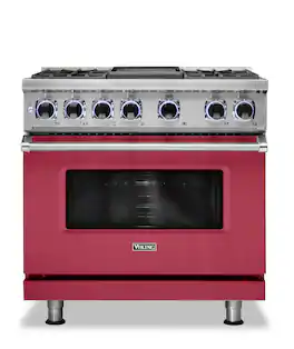 Viking - 36"W./24"D. Dual Fuel Sealed Burner Range-4 Burners/Griddle - Valentine