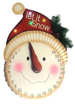 Sterling - 21" LED Lighted "Let it Snow" Snowman Face Christmas Countdown Advent Calendar - Multi