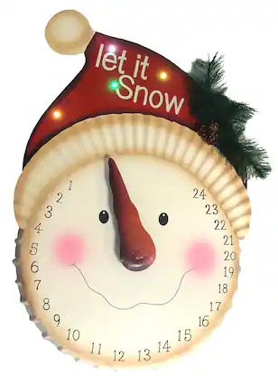 Front. Sterling - 21" LED Lighted "Let it Snow" Snowman Face Christmas Countdown Advent Calendar - Multi.