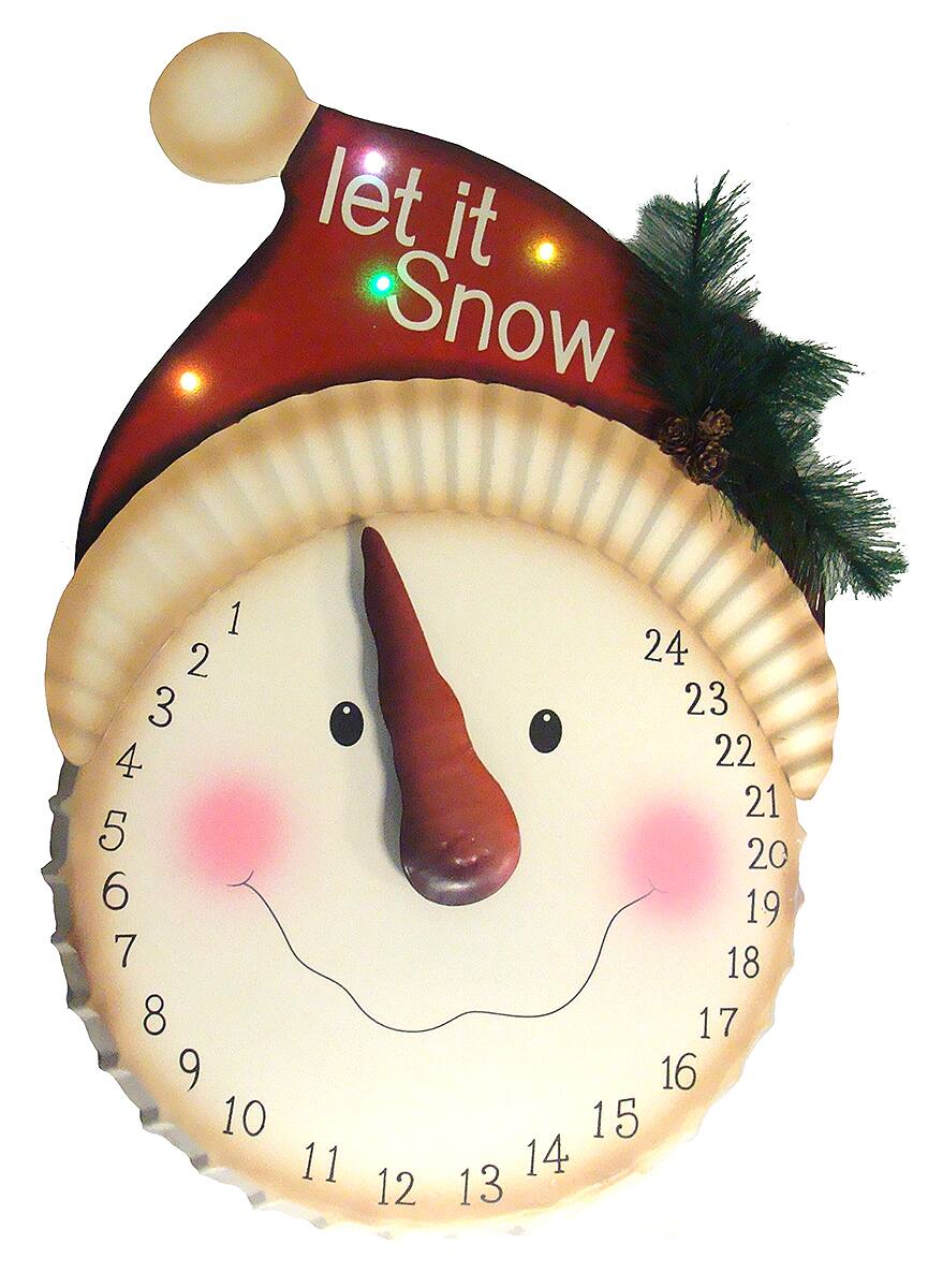 Front. Sterling - 21" LED Lighted "Let it Snow" Snowman Face Christmas Countdown Advent Calendar - Multi.