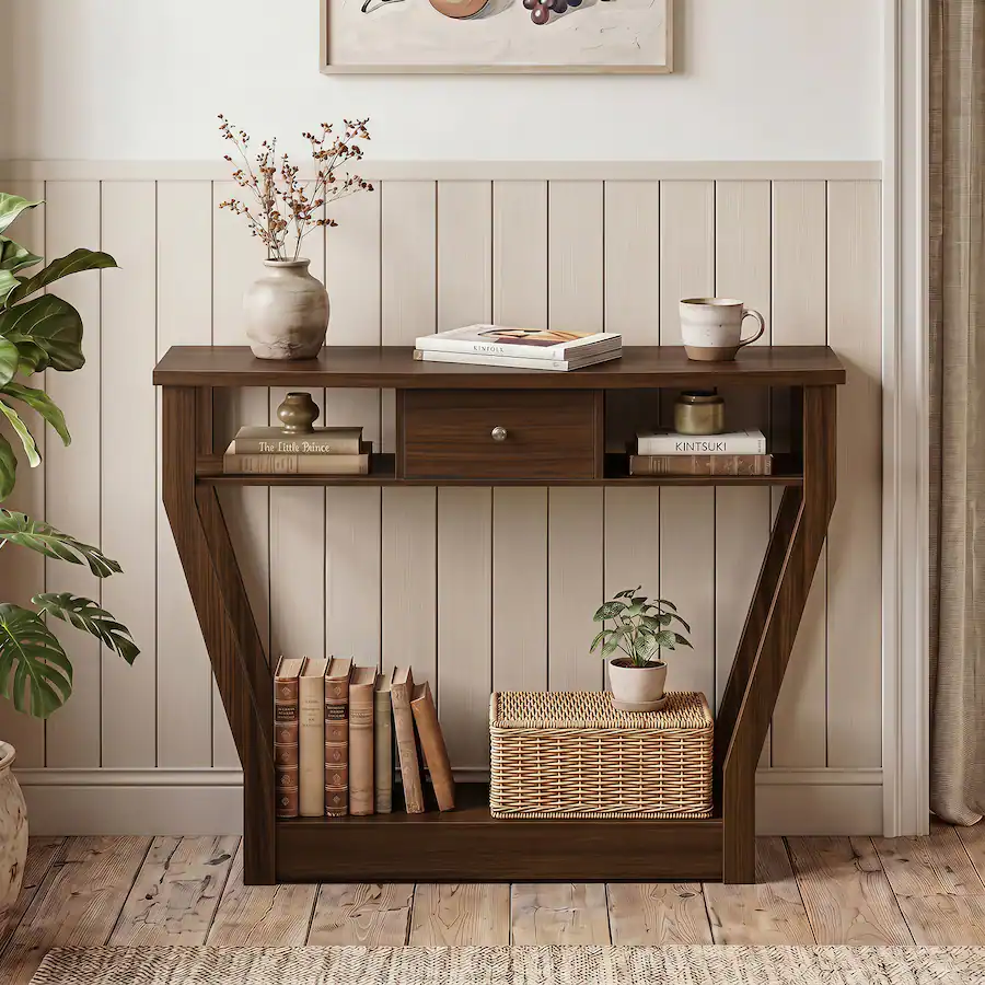 Costway Console Table Modern Sofa Accent Table with Drawer Entryway ...