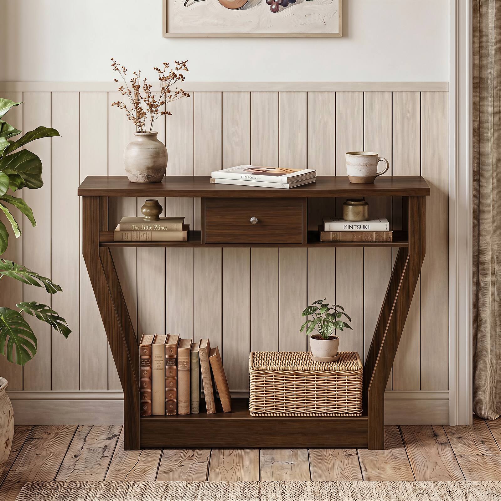 Costway Console Table Modern Sofa Accent Table with Drawer Entryway ...