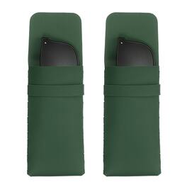Unique Bargains - 2pcs Soft Glasses Case Leather Flap Closure Pouch for Eyewear Travel Sport Work - Dark Green