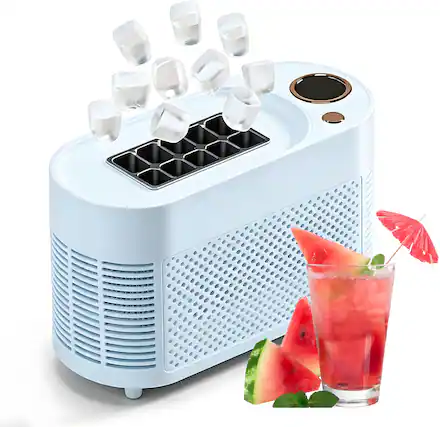 Front. Cluzine - Portable Ice Maker, 10 Cubes in 10-15 Mins, Multi-Power for Home, Car & Camping - Multicolor.
