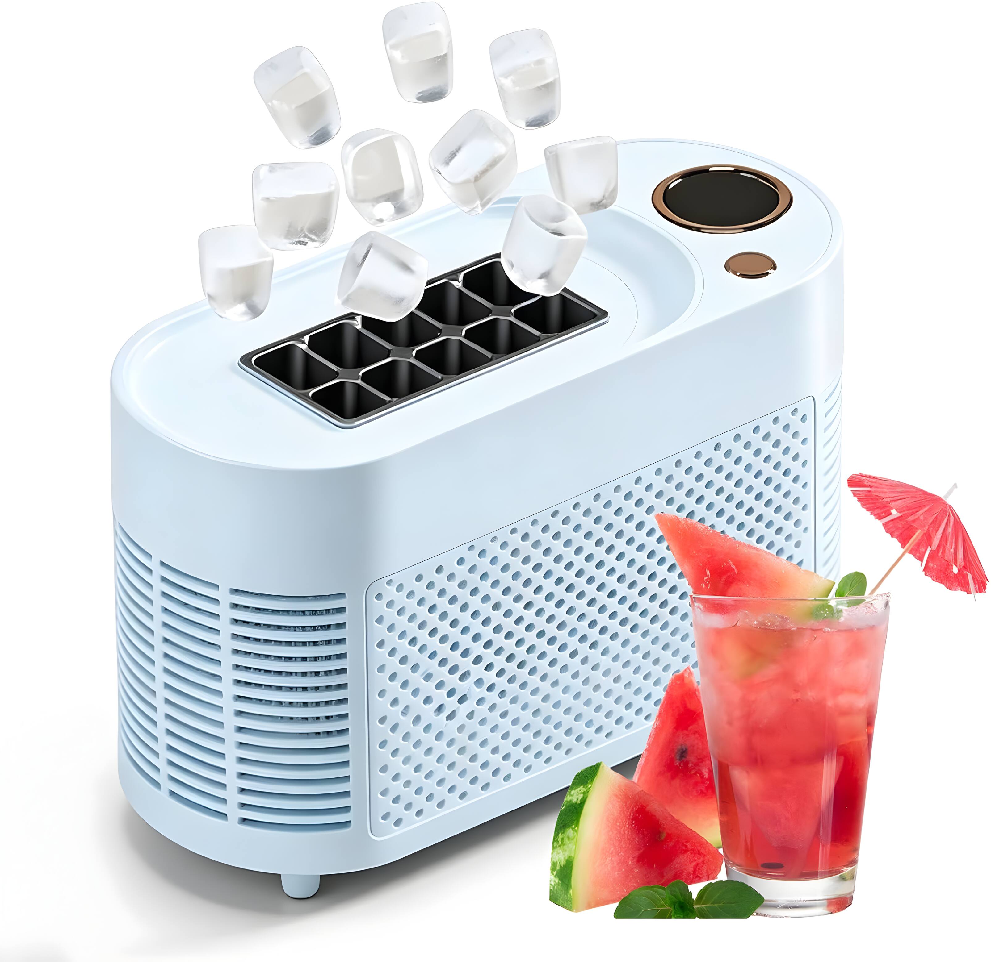 Front. Cluzine - Portable Ice Maker, 10 Cubes in 10-15 Mins, Multi-Power for Home, Car & Camping - Multicolor.