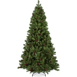 Best Choice Products - 9ft Pre-Decorated Holiday Christmas Pine Tree w/2,028 Branch Tips, Metal Base - Green