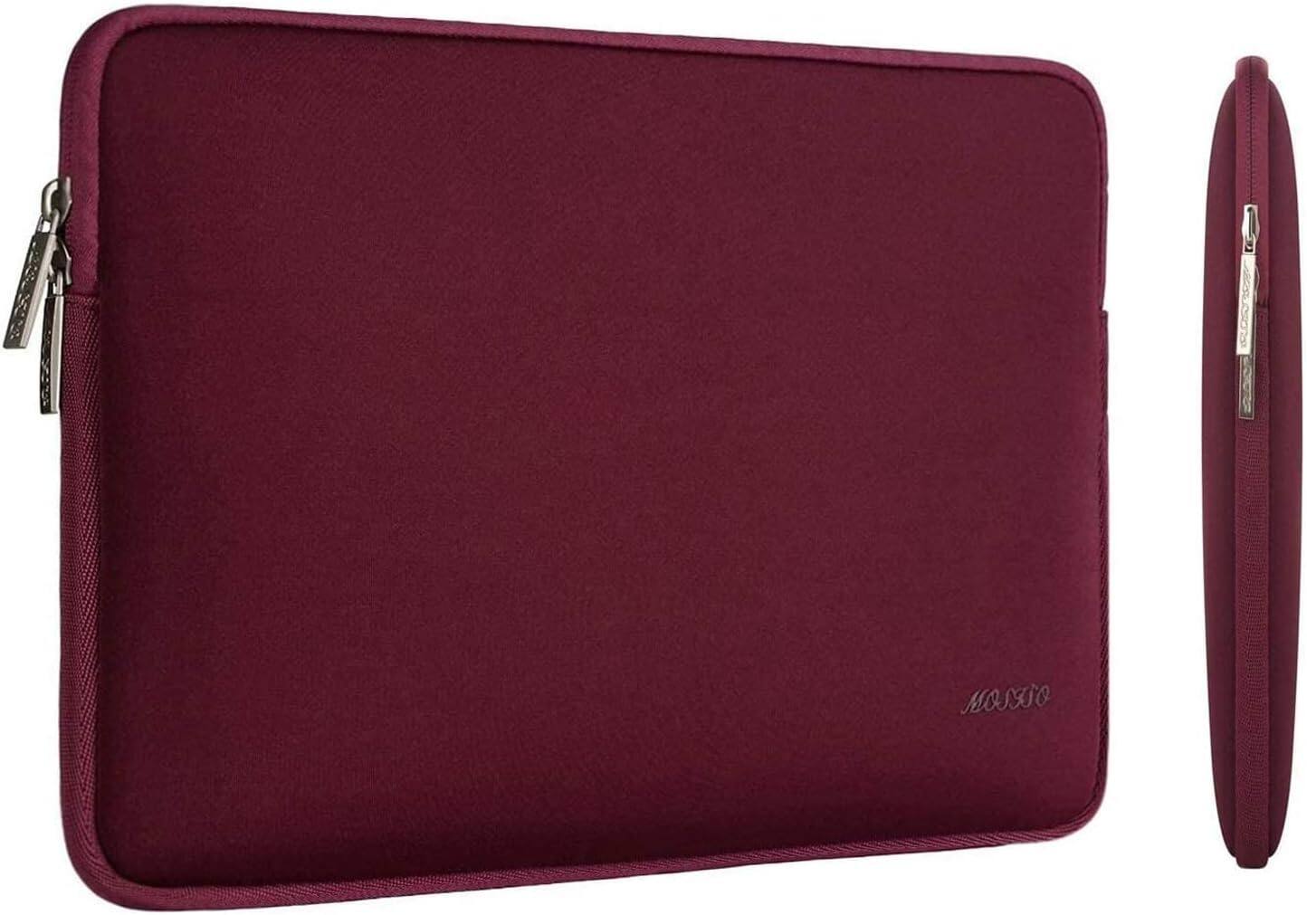 Alt View 2. mosiso - 13-13.3 inch Laptop Sleeve Bag for MacBook Air Pro 13 14 HP Dell ASUS Lenovo, Neoprene Computer Sleeve with Small Case - Wine Red.