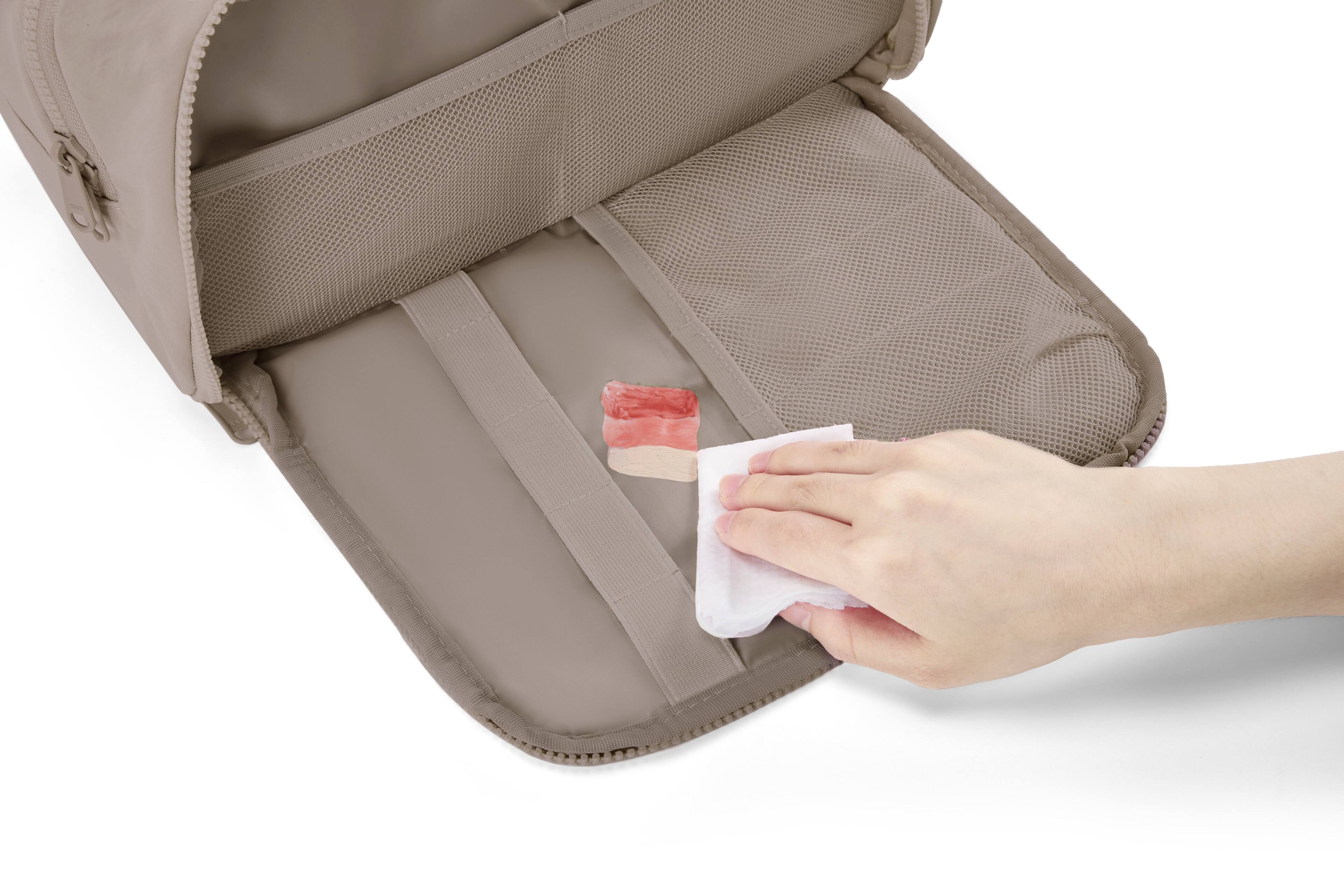 Alt View 6. Bagsmart - Large Capacity Toiletry Bag, Multi-Compartment Cosmetic Organizer with Wet Pocket for Travel & Daily Use - Camel.