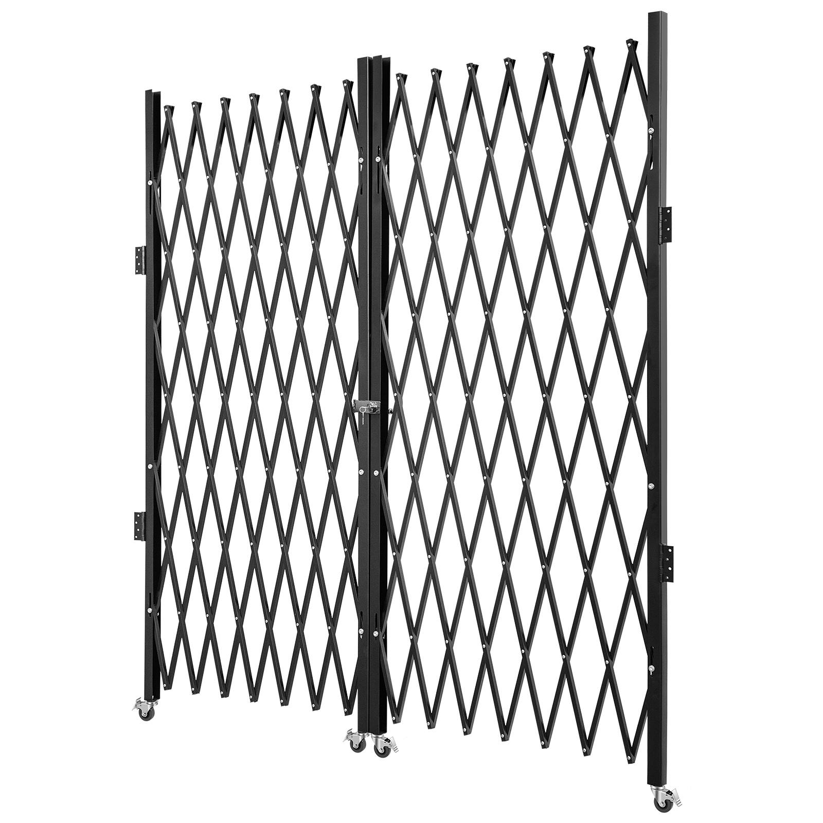Alt View 5. VEVOR - Double Folding Security Gate, 5' H x 10' W Folding Door Gate, Steel Accordion Security Gate, Expanding Security Gate - Black.